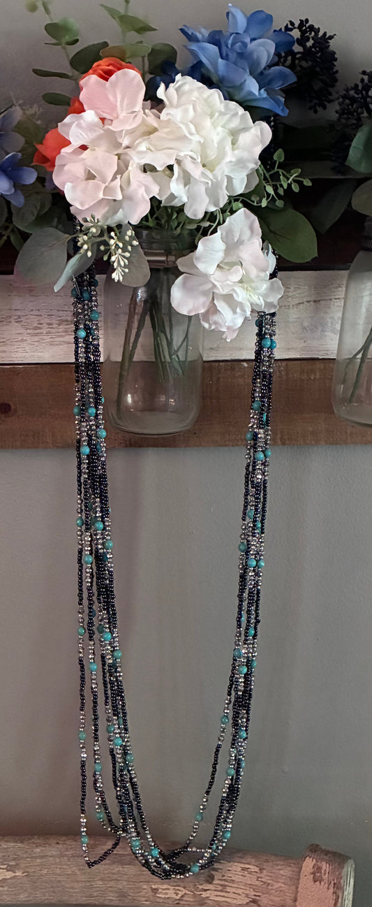 6 Strand Multi Beaded Necklace