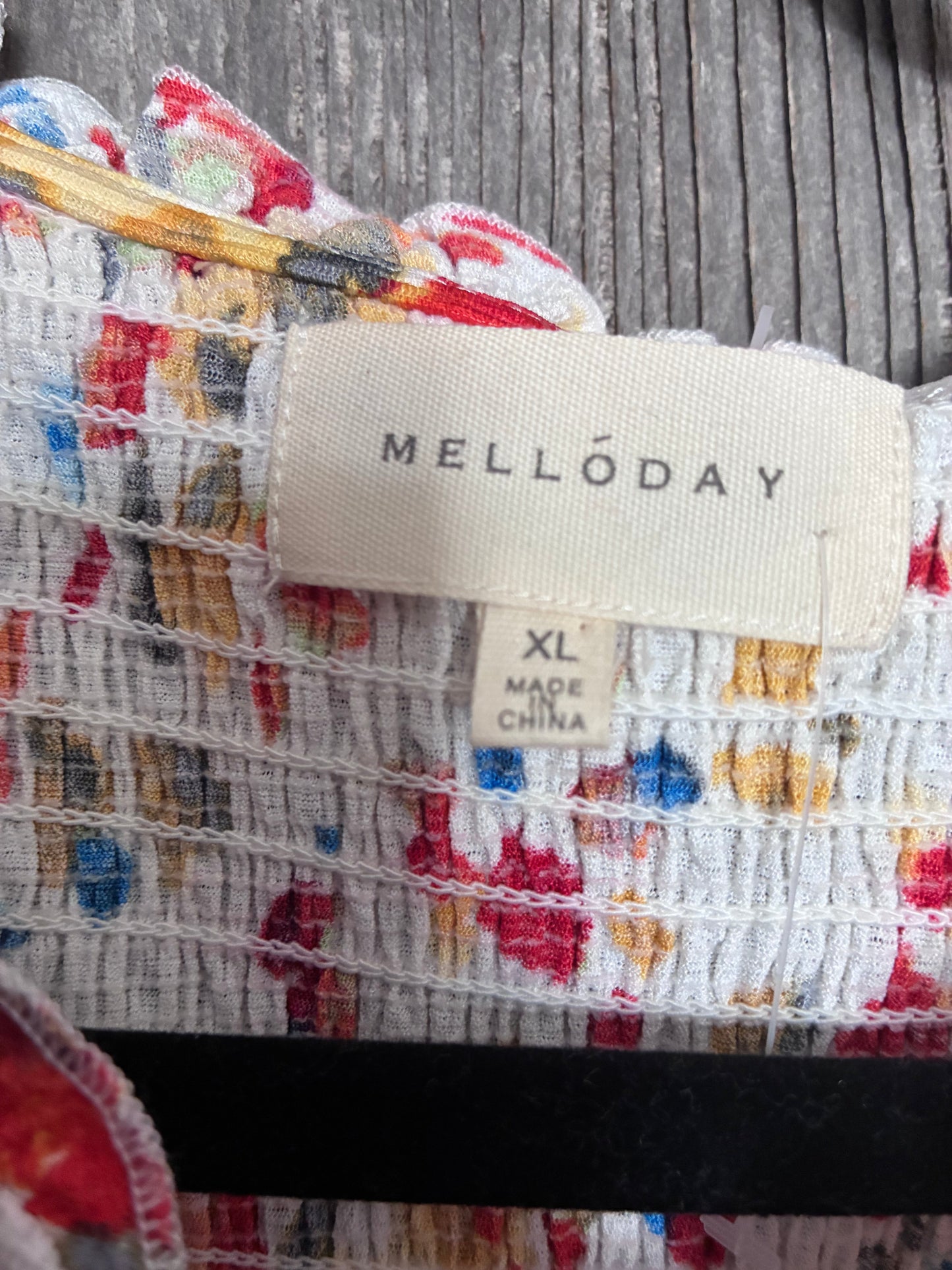 Melloday Watercolor Confetti Smocked Blouse