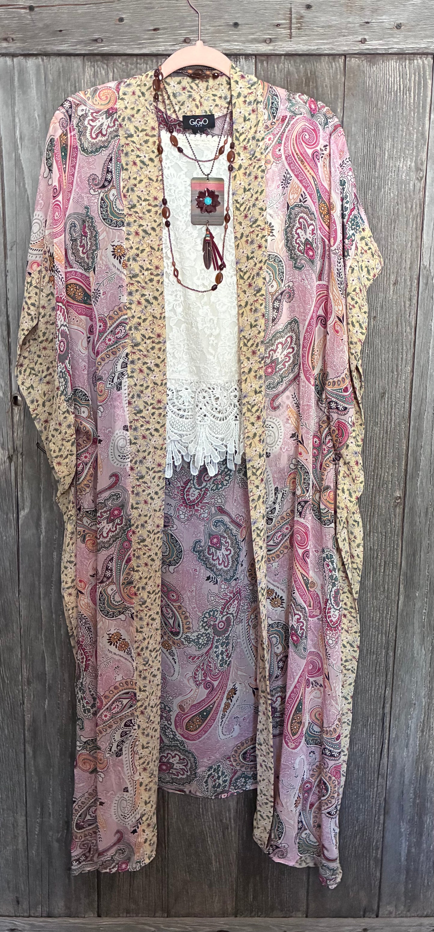 GiGio USA Boho Paisley Kimono Duster