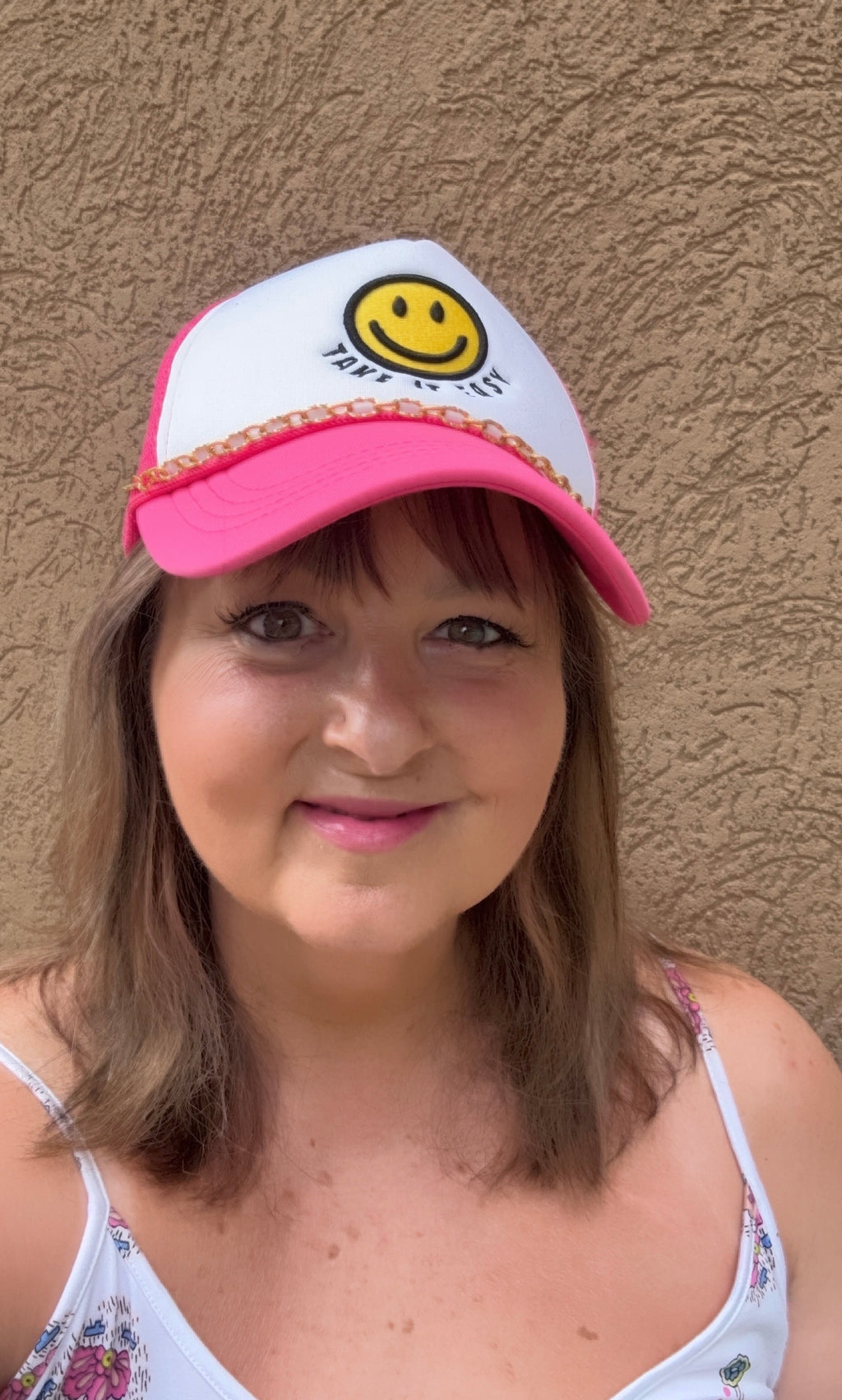 CC Pink Take It Easy Baseball Cap with Bonus: Gold Colored Chain Included!