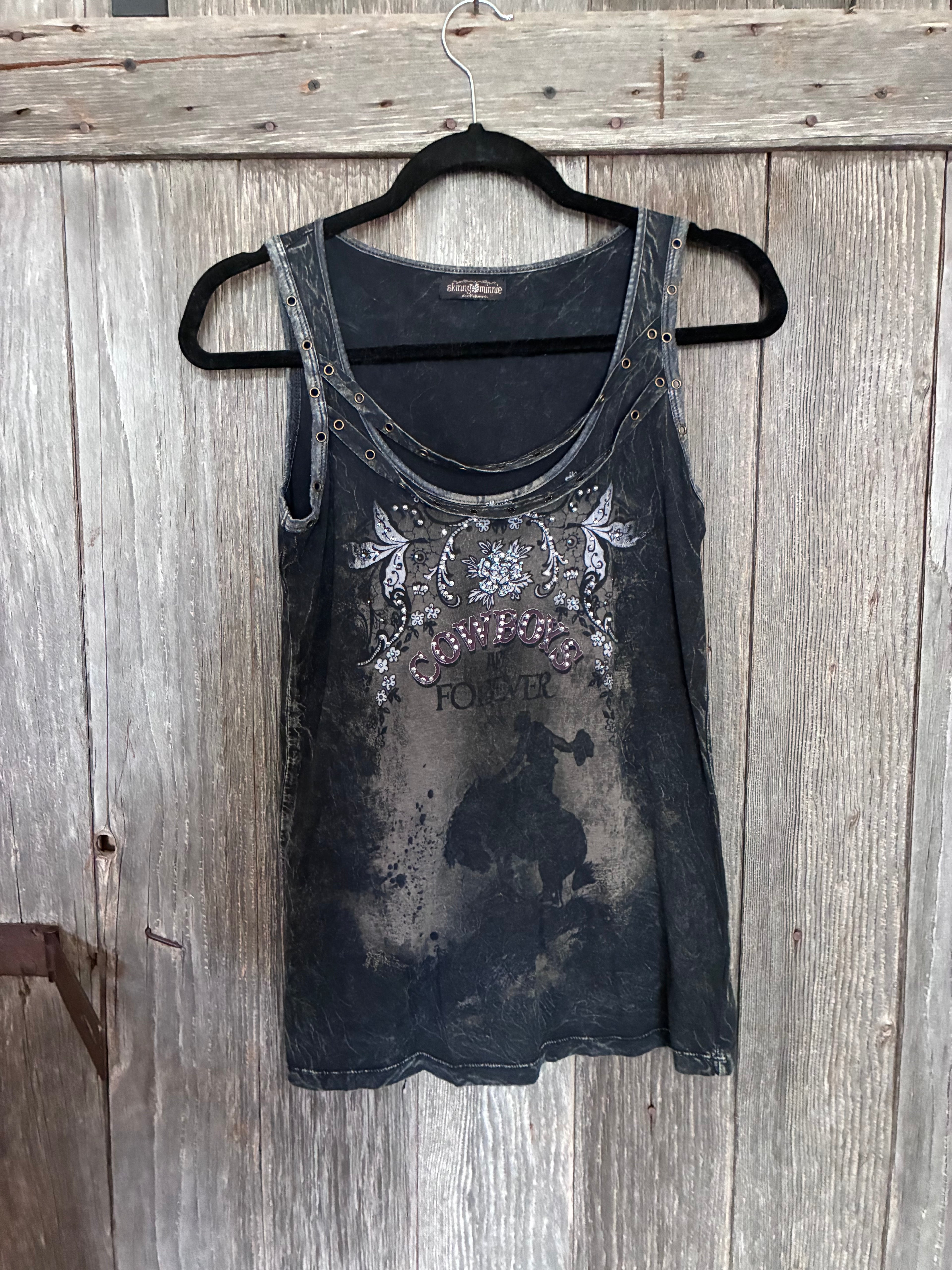 Skinny Minnie Cowboys Forever Mineral Wash Tank Top | Medium
