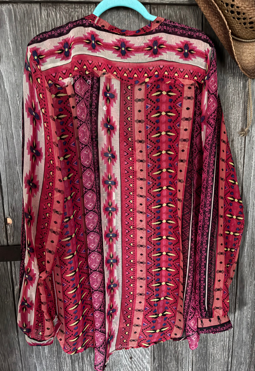 RU Apparel Aztec Boho Western Button-Up Blouse | Size 1X