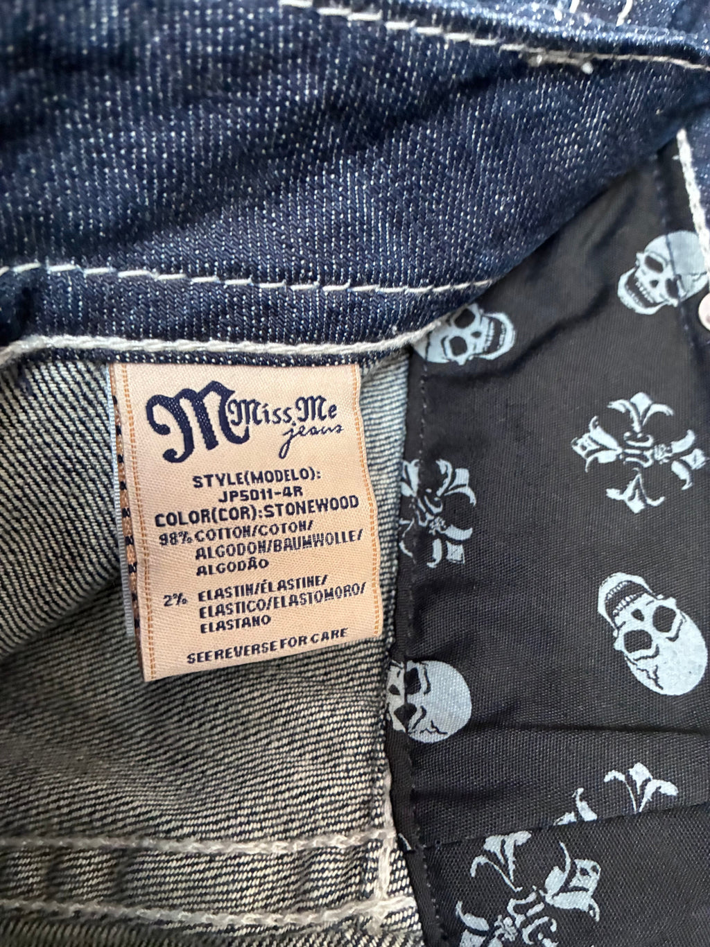 Miss Me Jeans JP5011-4R Stonewood interior care label