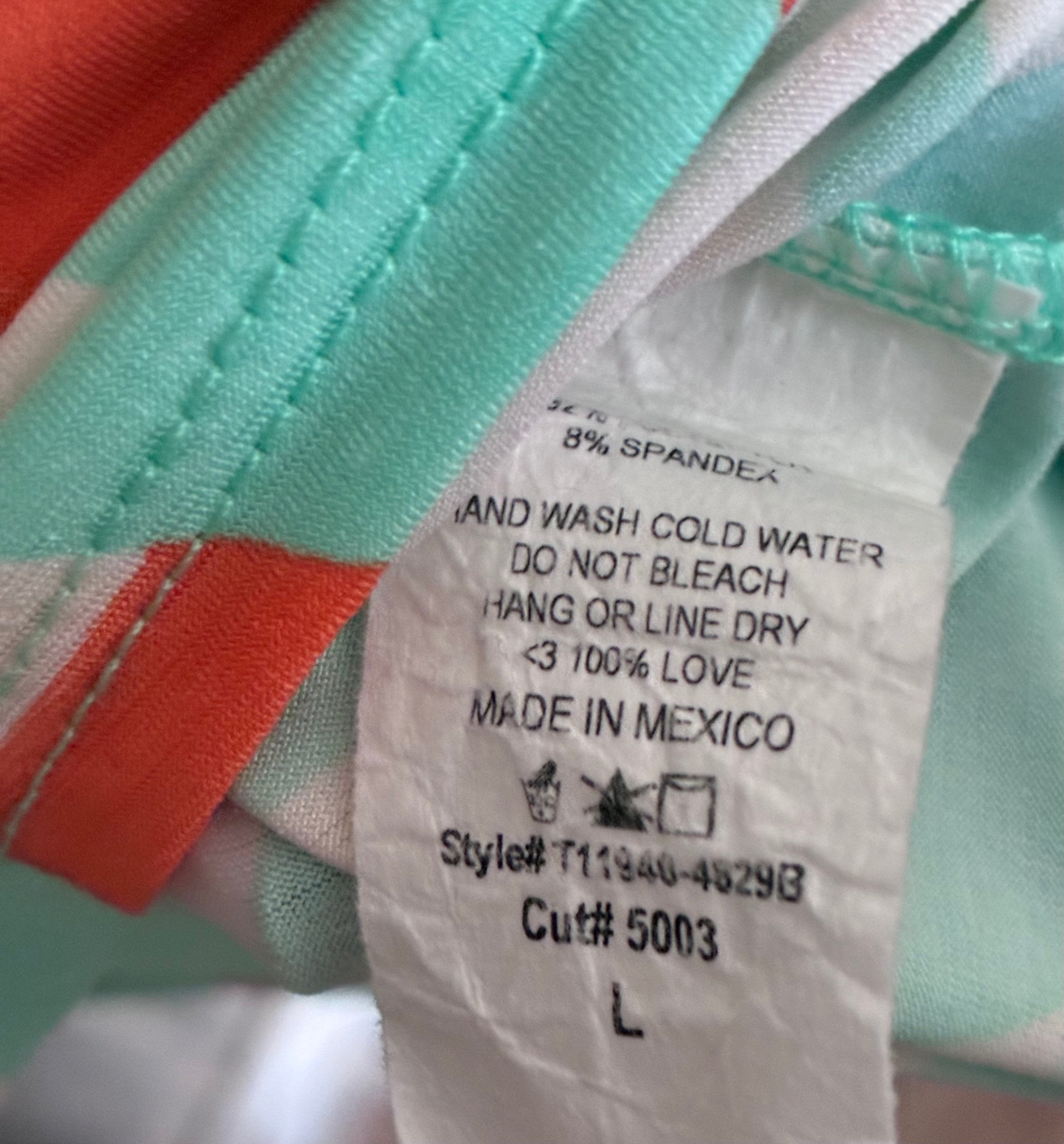 Sew In Love Aztec V-Neck Tee – Mint/Magenta/Orange (L)