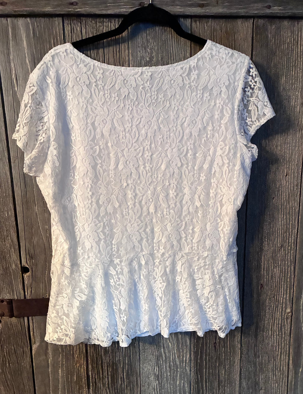 Notations White Lace Peplum Top | Size XL