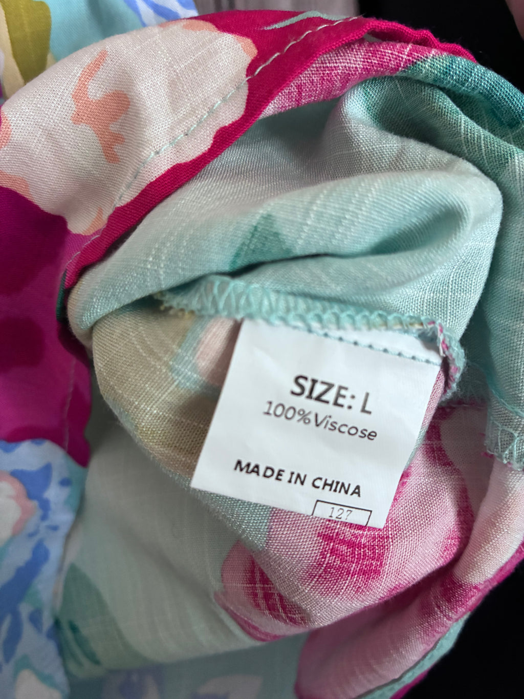 Aqua Floral Blouse – Size L
