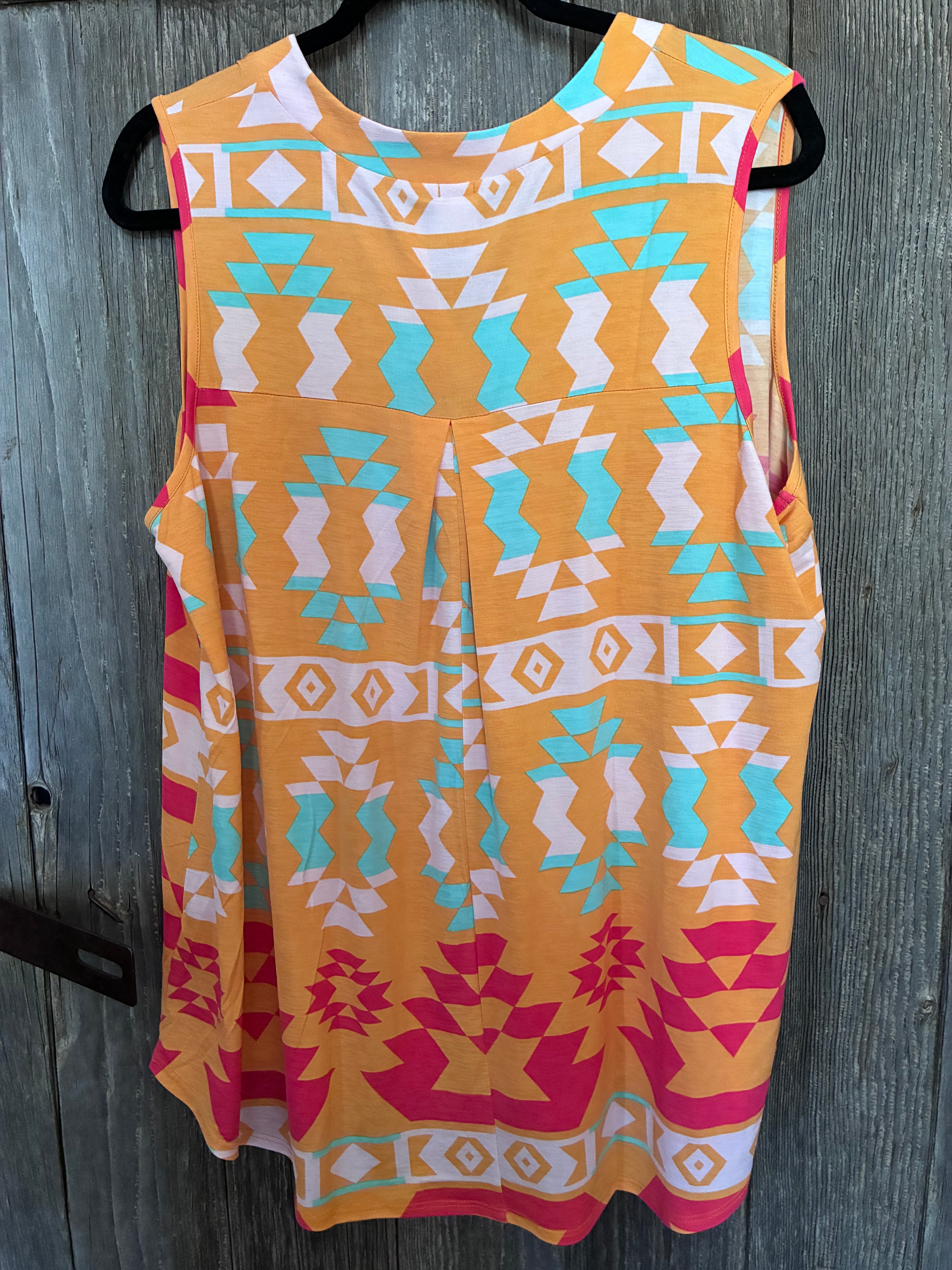Sew In Love Aztec Print Tank Top-Size 1X