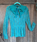 Luz Teal Lace Boho Blouse – Size L