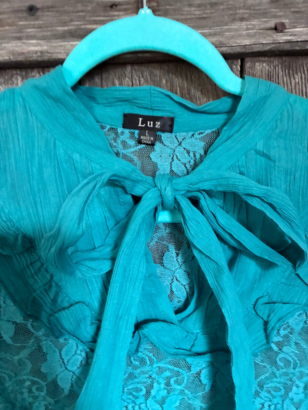 Luz Teal Lace Boho Blouse – Size L