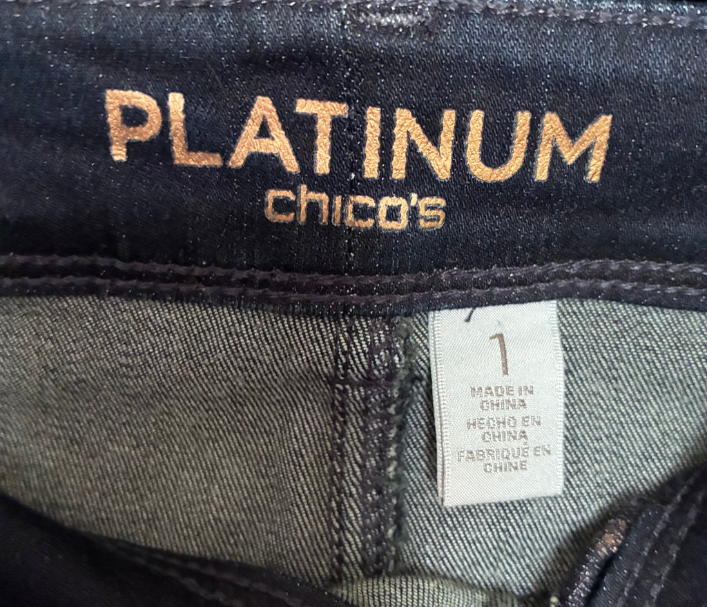Chico's Platinum Leopard Print Skinny Jeans – Size 1