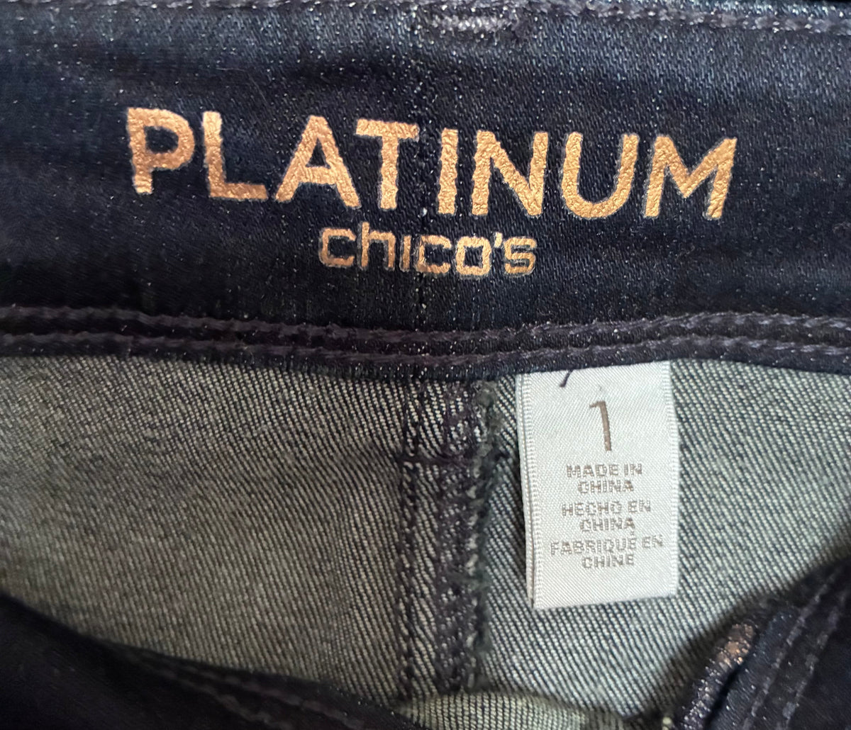 Chico's Platinum Leopard Print Skinny Jeans – Size 1