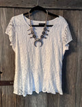 Notations White Lace Peplum Top | Size XL