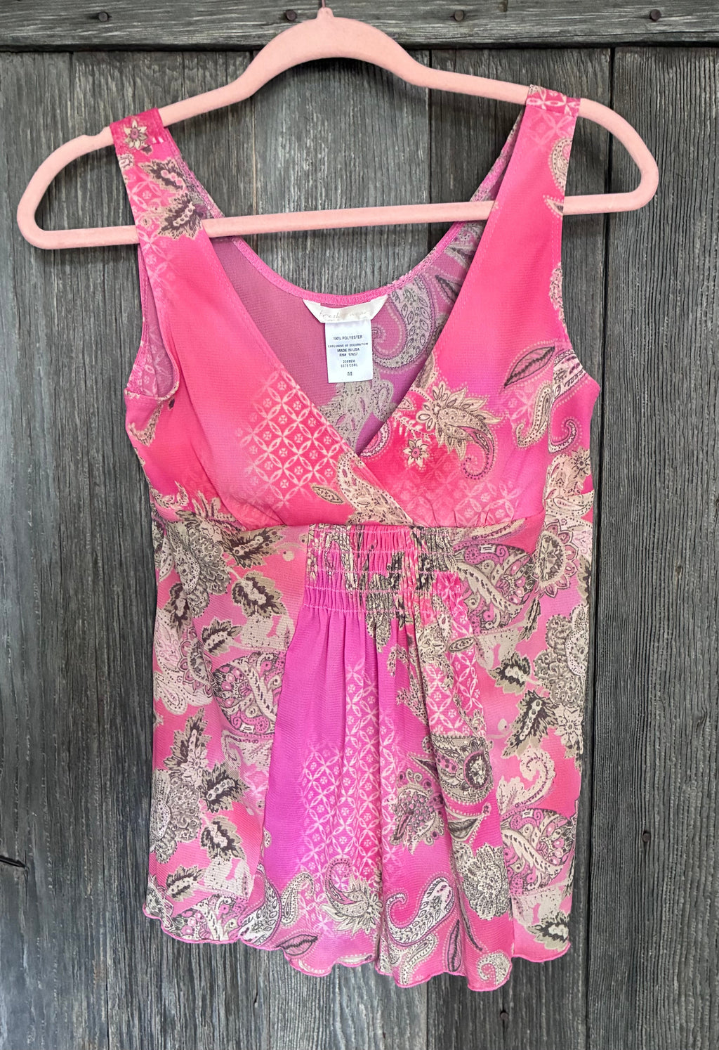 Fresh Wear Pink Paisley Smocked Waist Tank Top – Size Medium