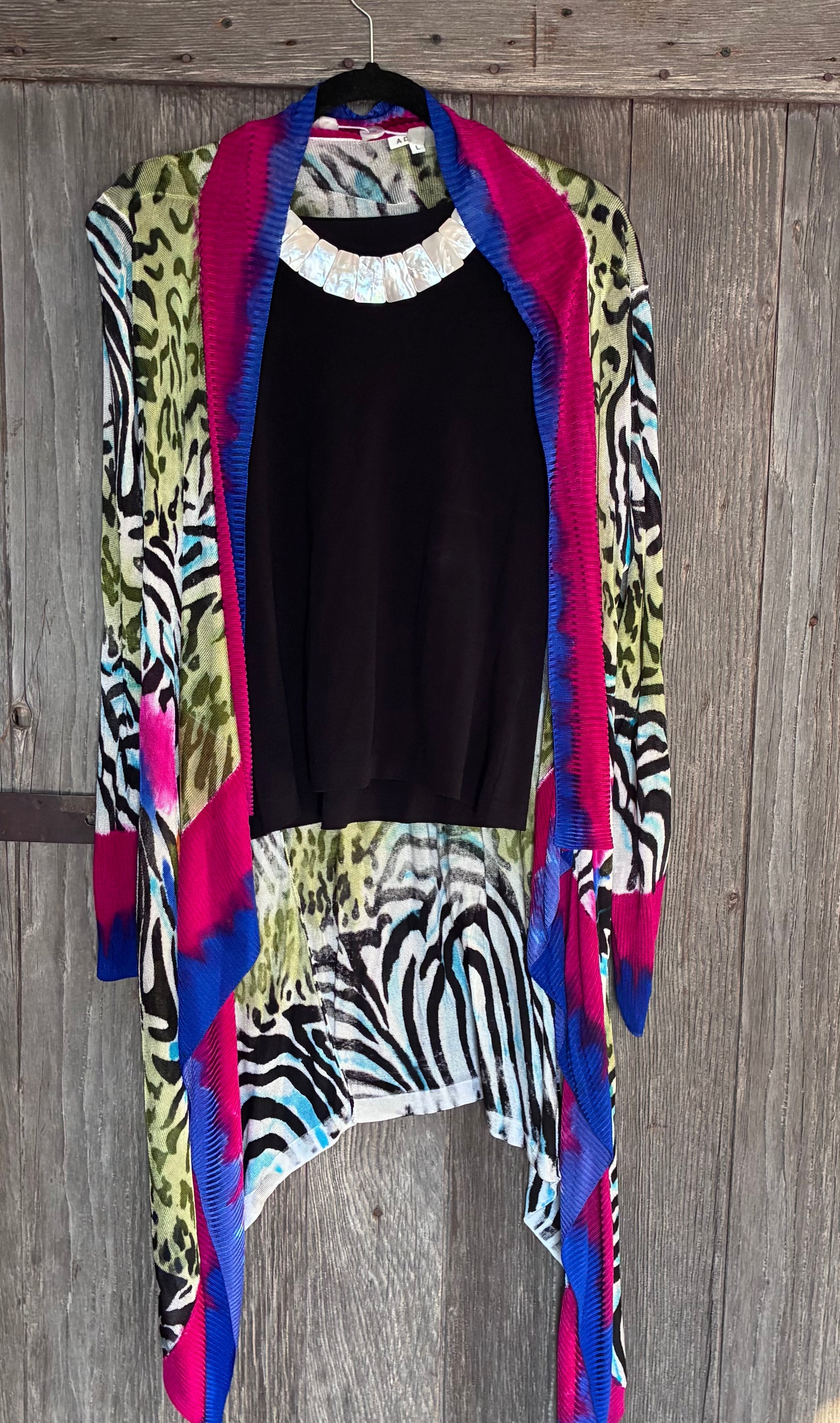 Adore Mixed Animal Print Waterfall Cardigan – Size L