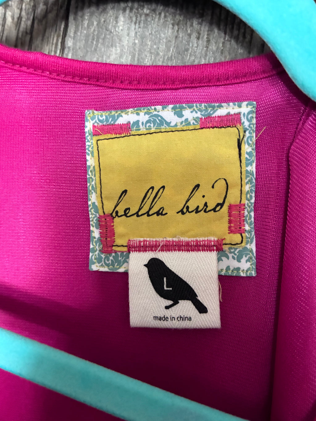 Bella Bird Magenta Textured Skater Dress – L