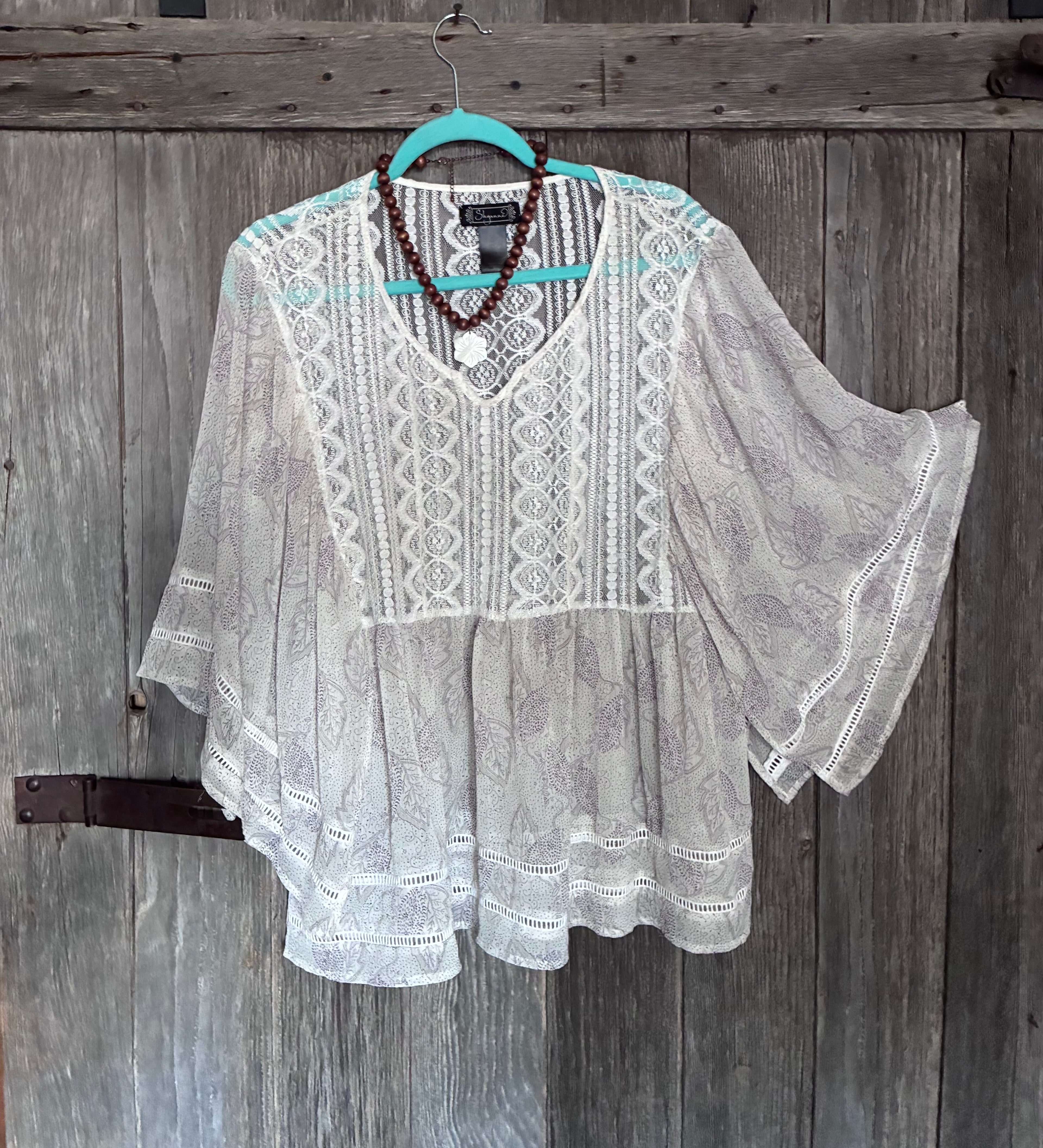 Shyanne White Lace Kimono Top-Size XL