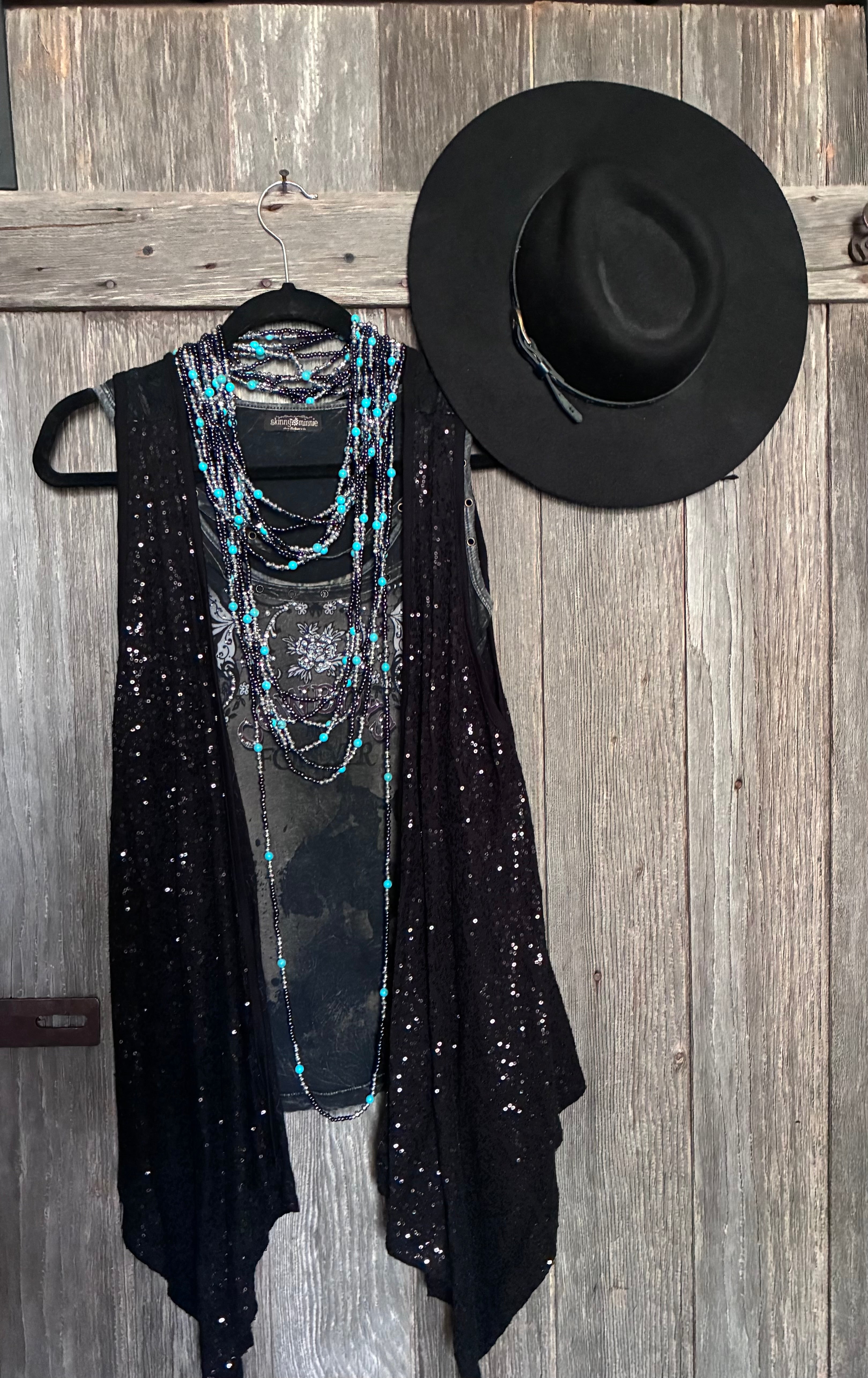 Rock & Roll Cowgirl Sequin Lace Vest – L