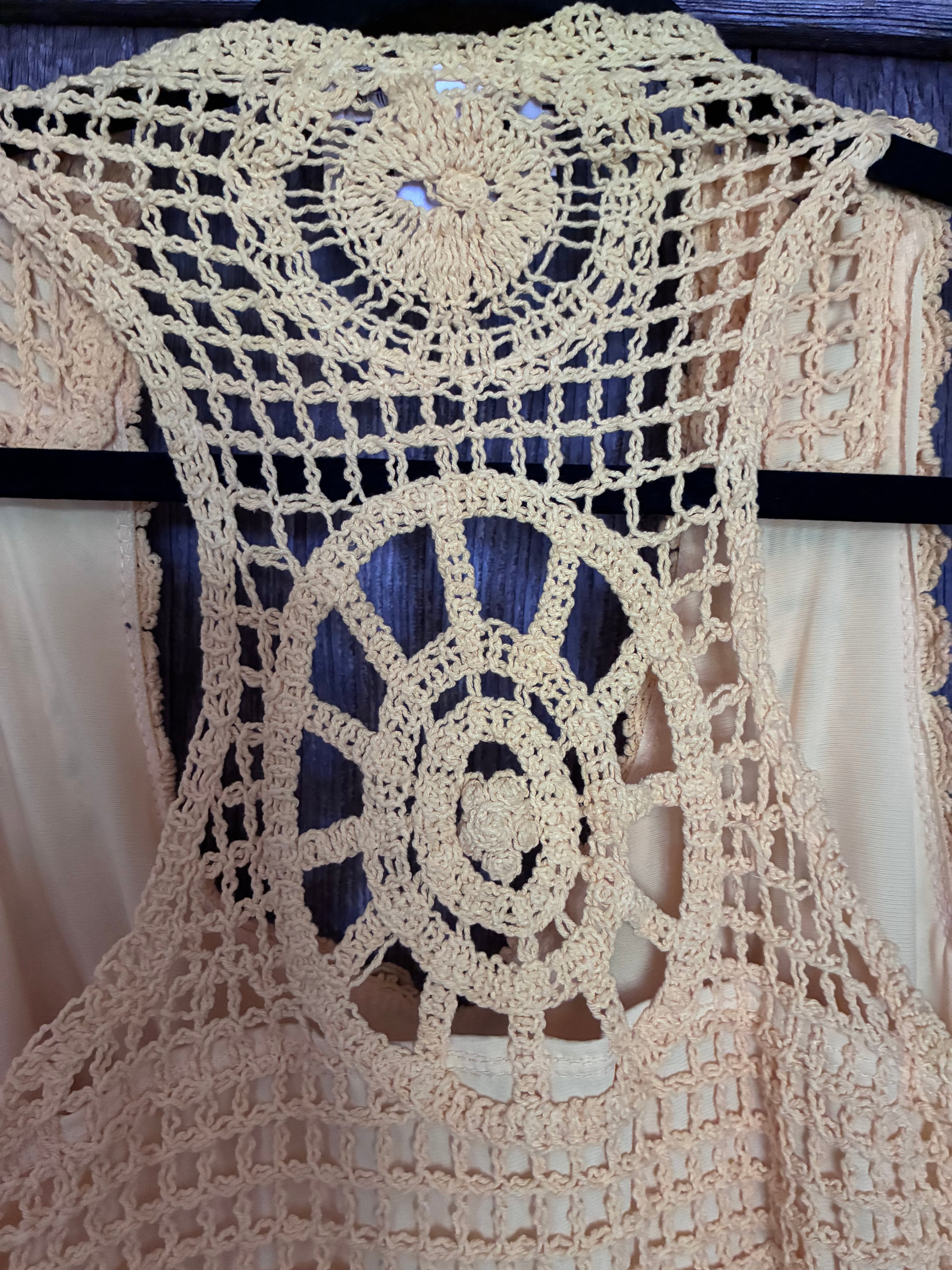 Carrie Allen Crochet Open-Back Boho Tank Top – Size XL