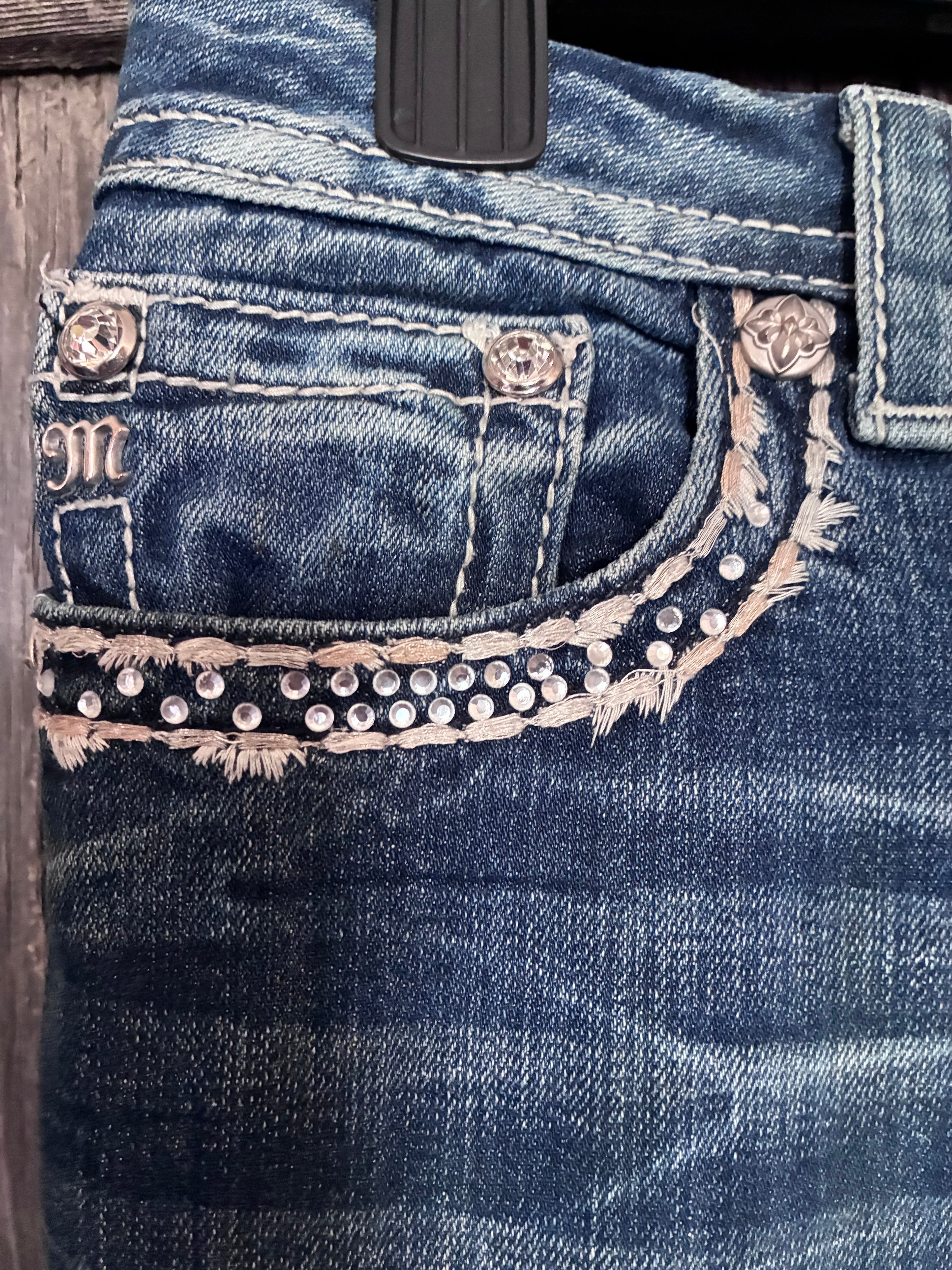 Miss Me Easy Boot Cut Jeans | Size 31x33 | Rhinestone & Studded Detail