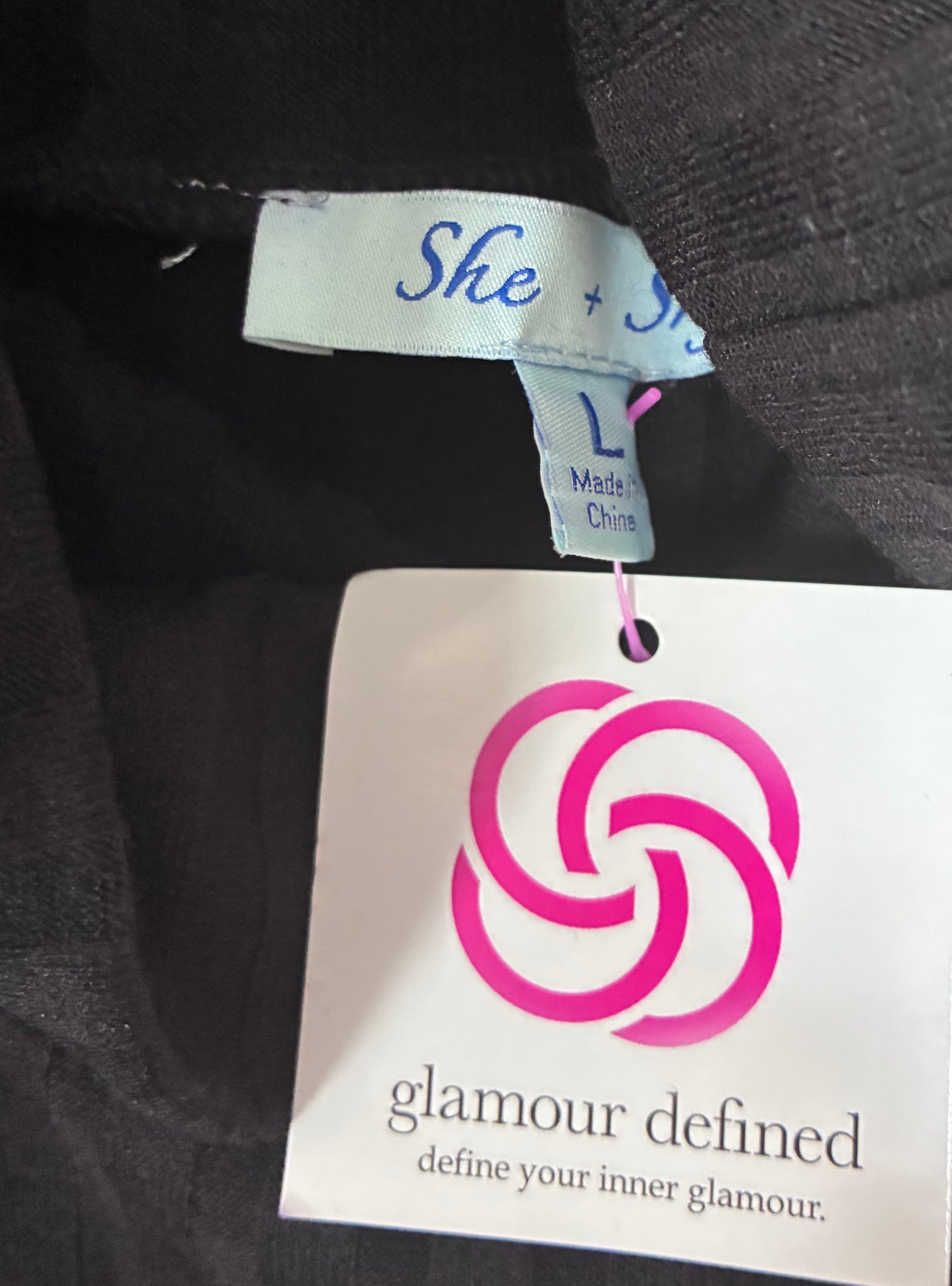 She + Sky Black Cold-Shoulder Turtleneck Midi Dress – Size L
