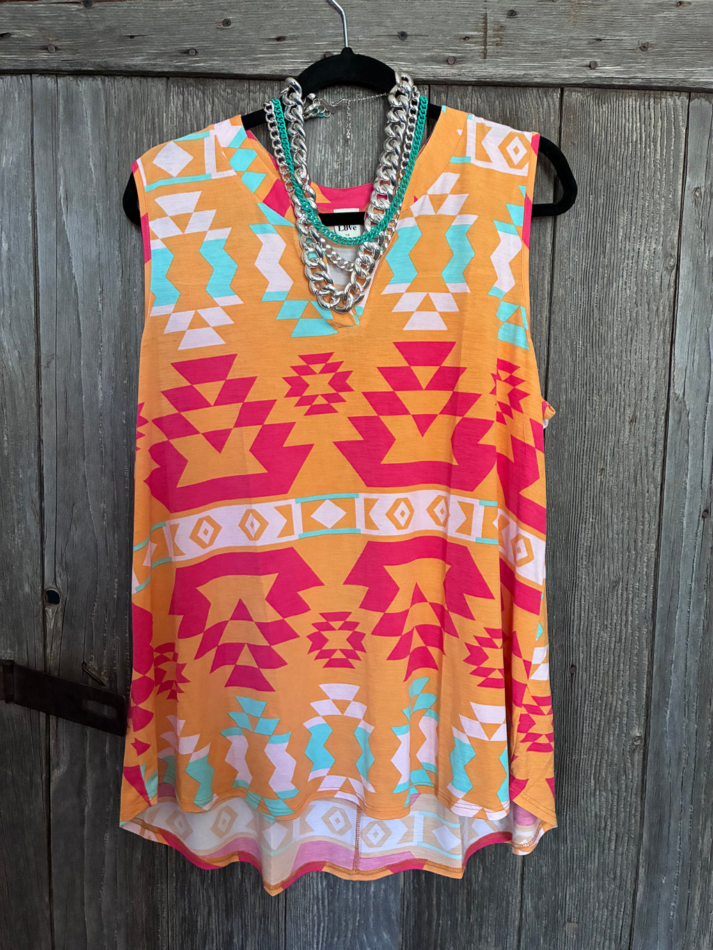 Sew In Love Aztec Print Tank Top-Size 1X