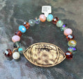 Gold Football Beaded Stretch Bracelet