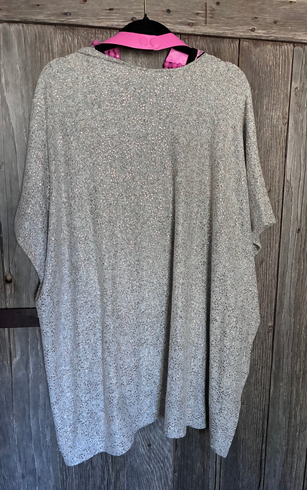 Gray Rose Gold Metallic Fleck Kimono Wrap