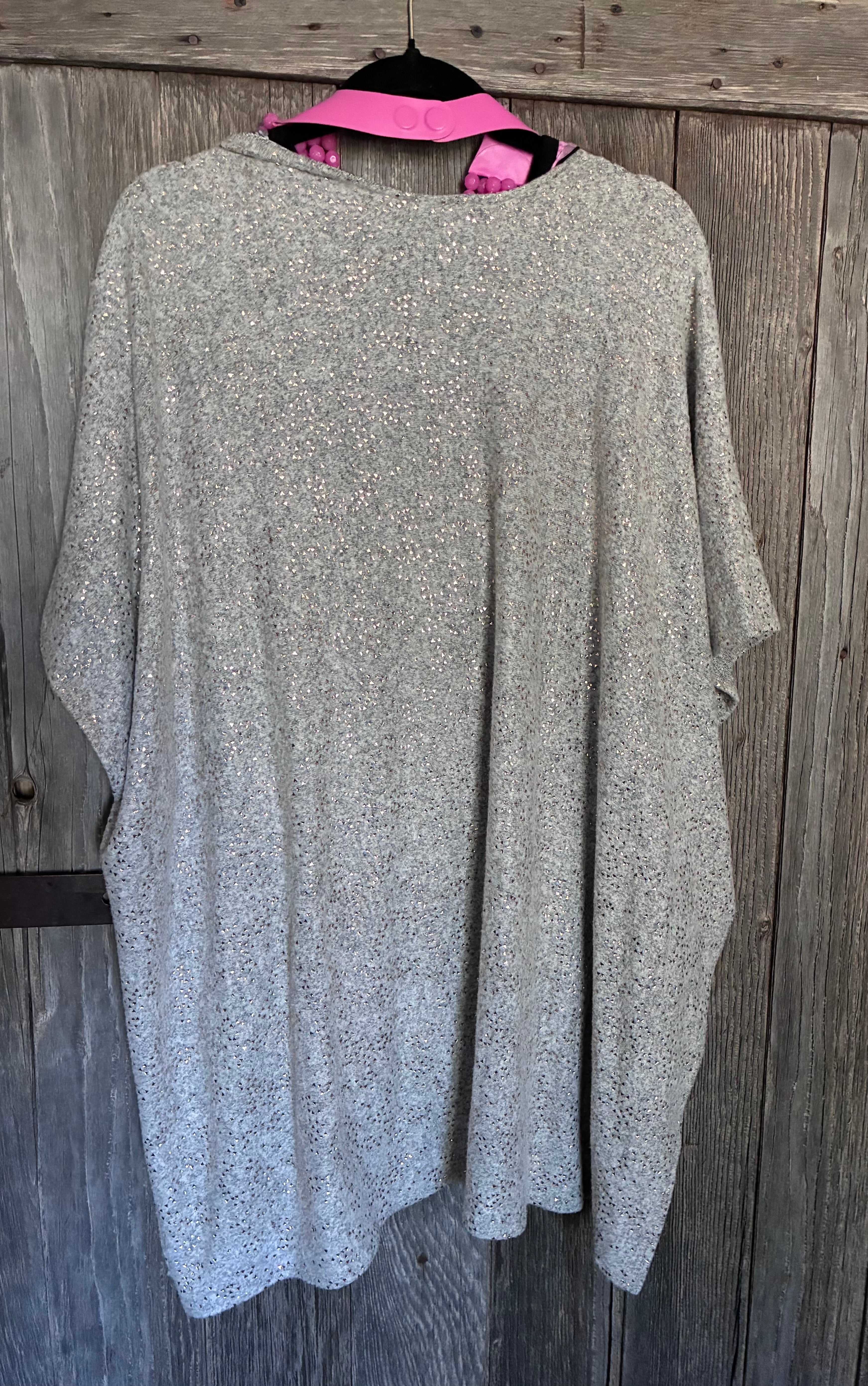 Gray Rose Gold Metallic Fleck Kimono Wrap