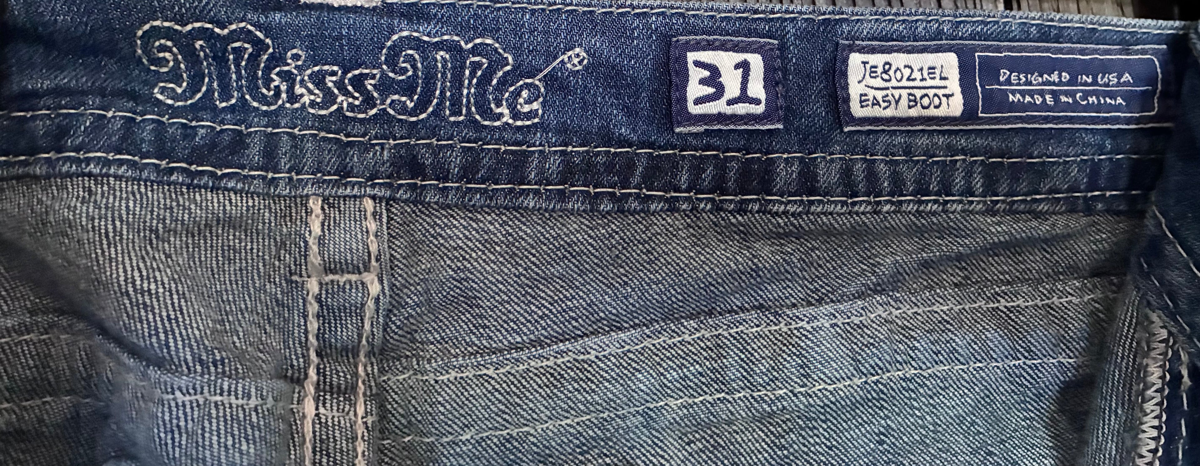 Miss Me Easy Boot Cut Jeans | Size 31x33 | Rhinestone & Studded Detail