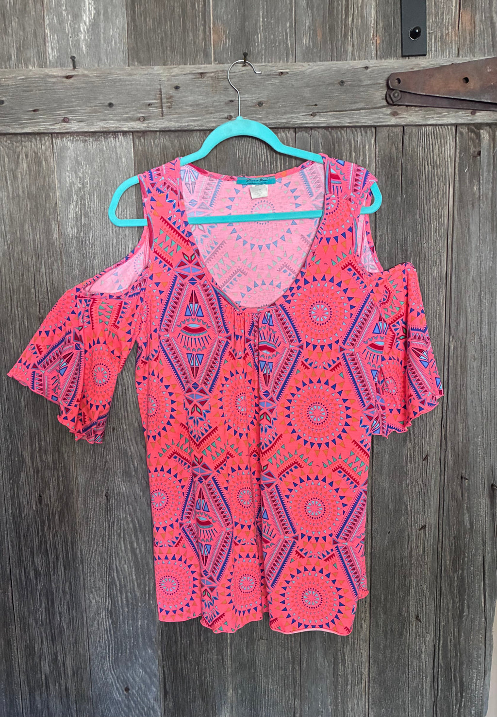 Turquoise Haven Cold Shoulder Boho Top – XL