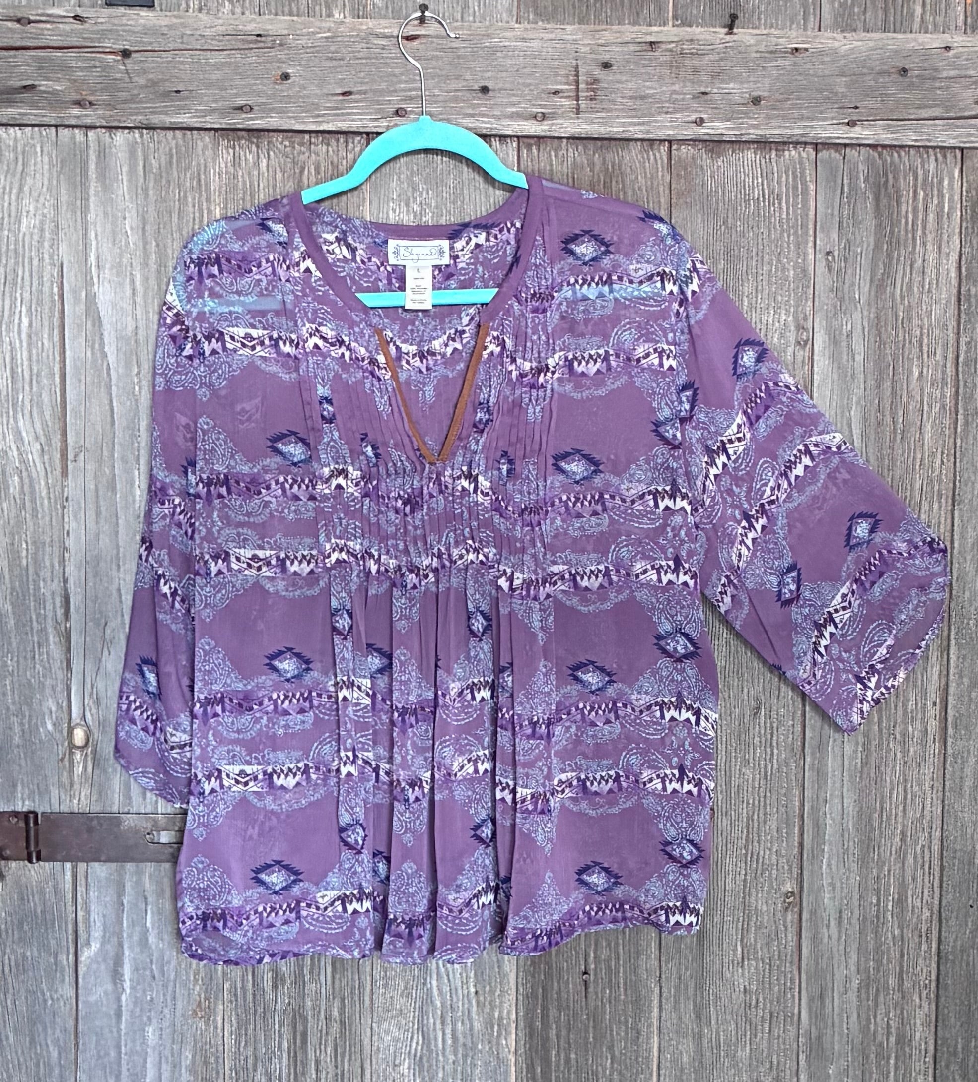 Shyanne Purple Aztec Paisley Top-Size L