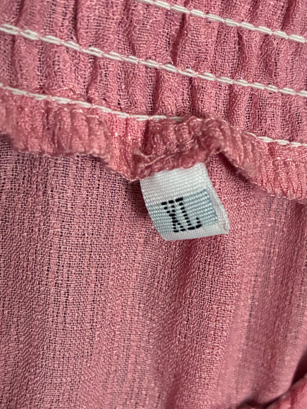 Pink Off-Shoulder Lace Trim Boho Top – L