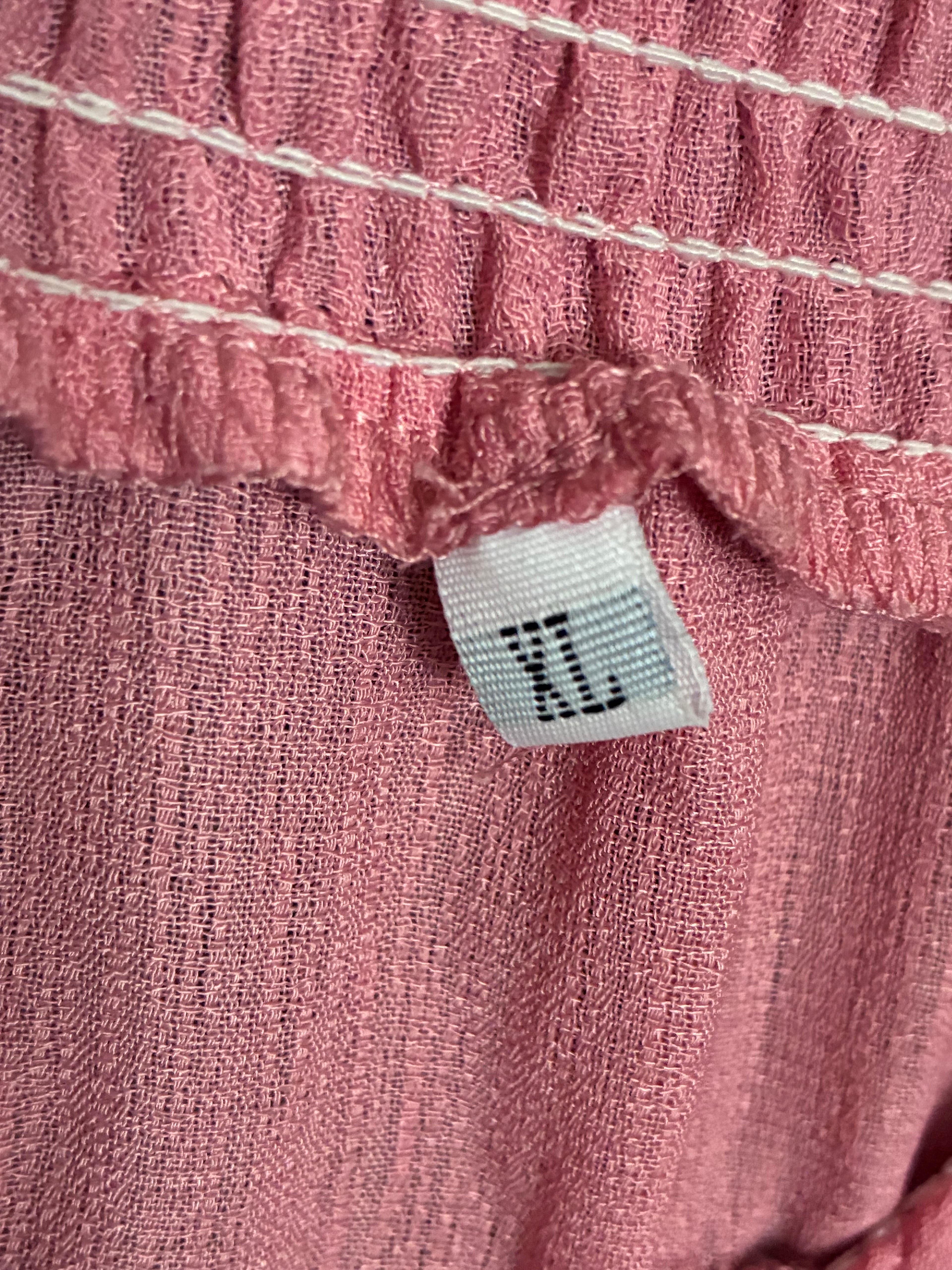 Pink Off-Shoulder Lace Trim Boho Top – L