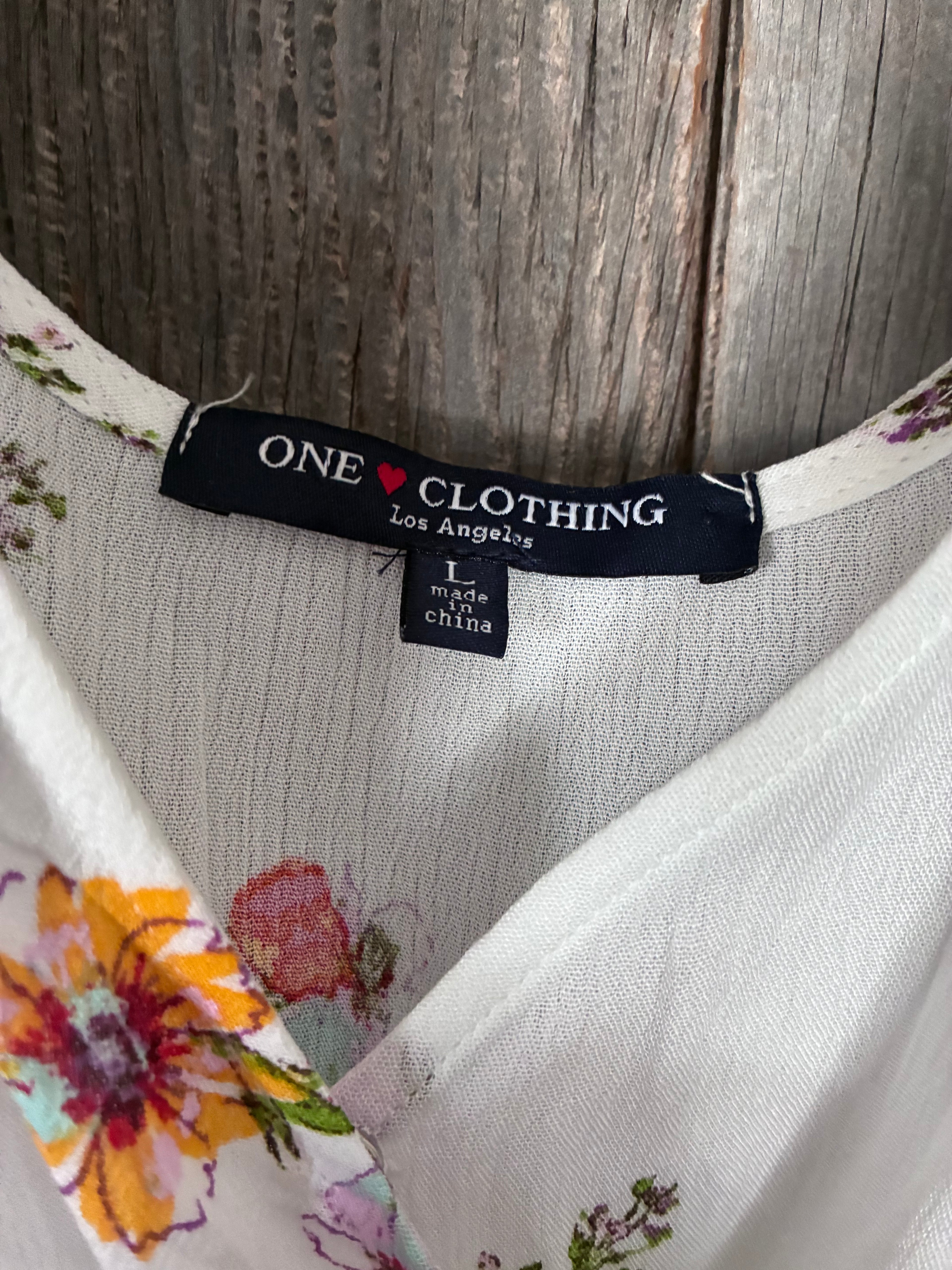 One Love Clothing White Floral Wrap Top – Size L