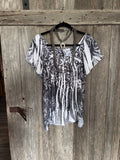 Sami & Jo Baroque Scroll Print Flutter Top | Large