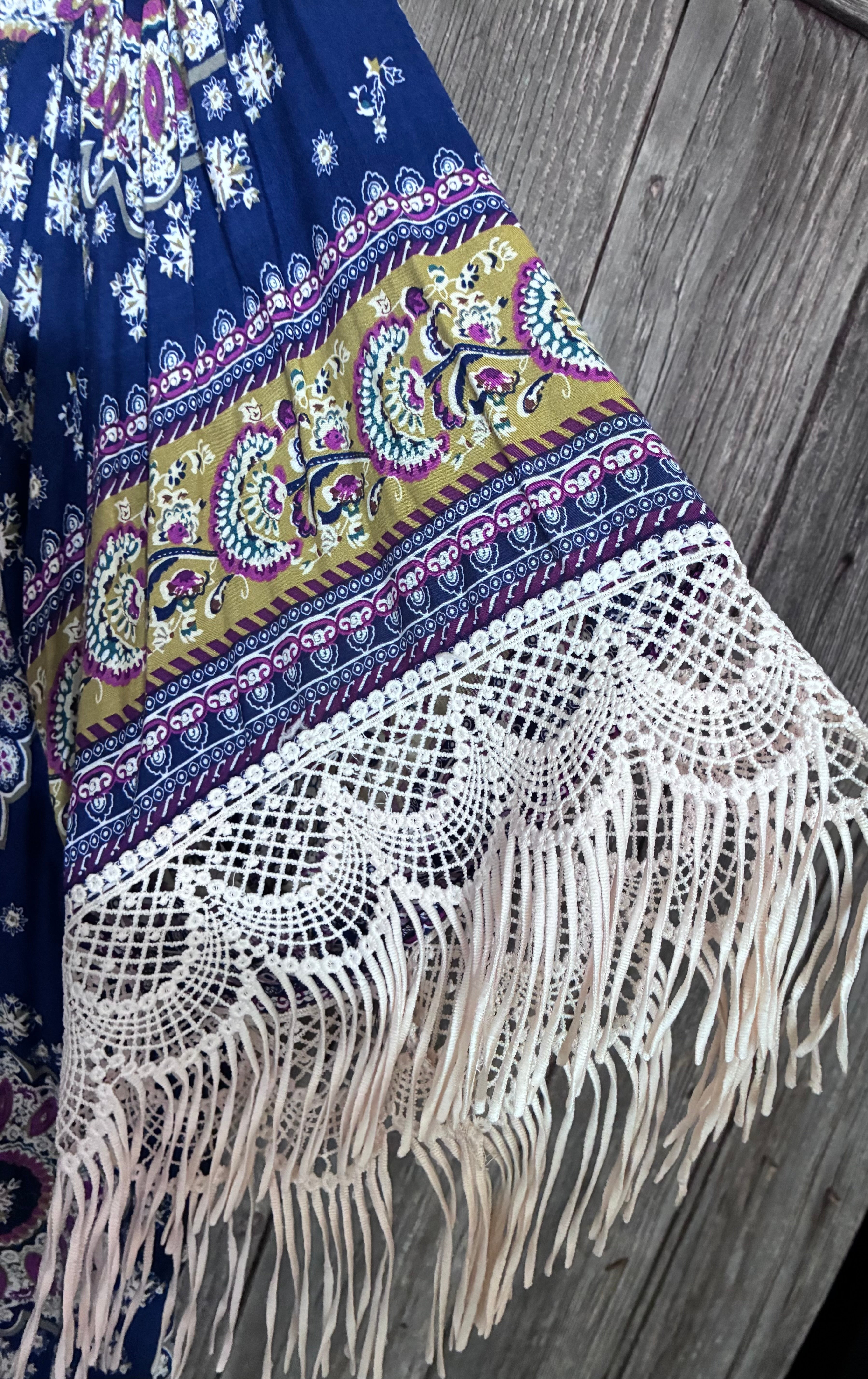 Umgee USA Boho Crochet Fringe Kimono Cardigan