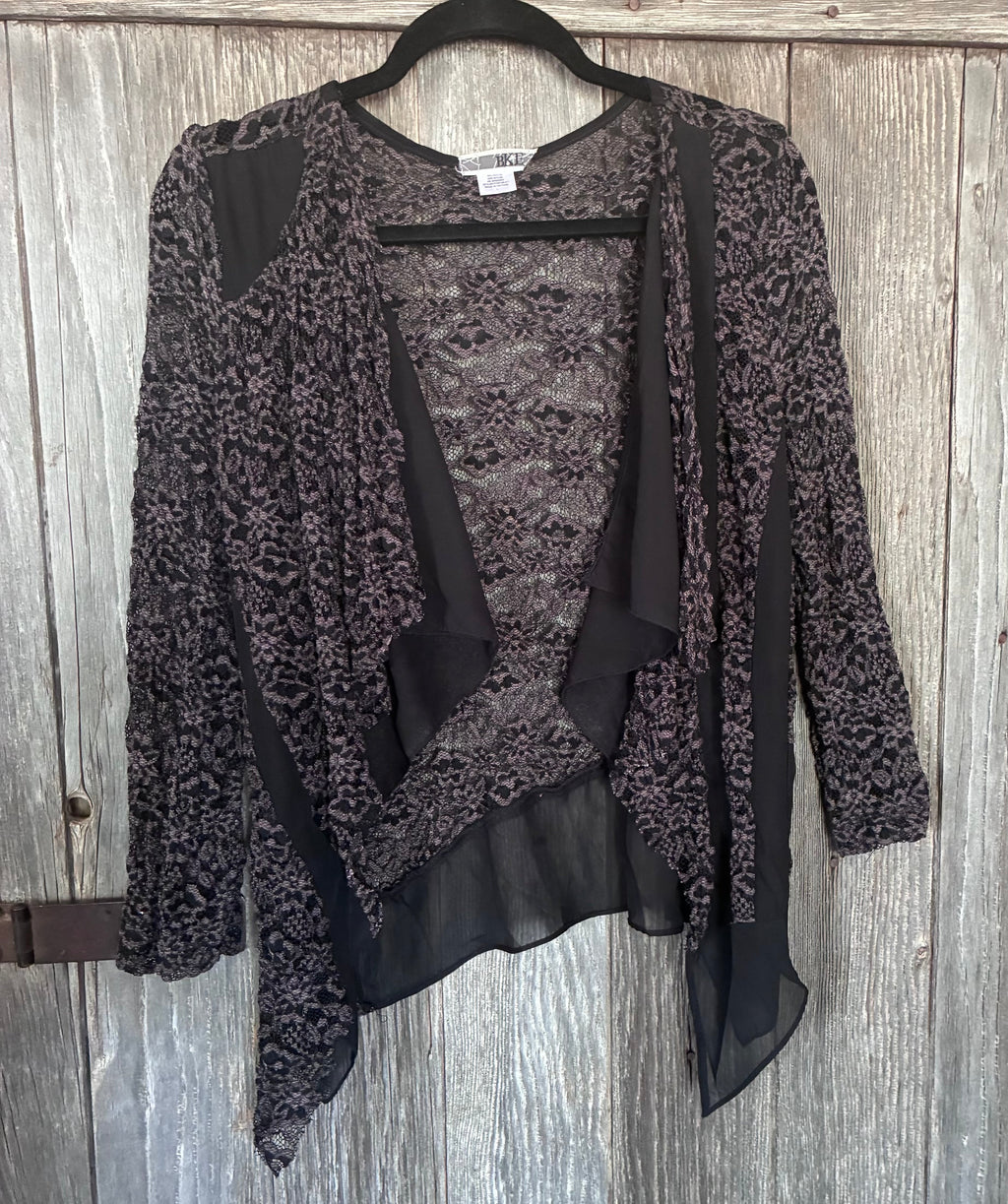 BKE Black & Silver Lace Cardigan – Si