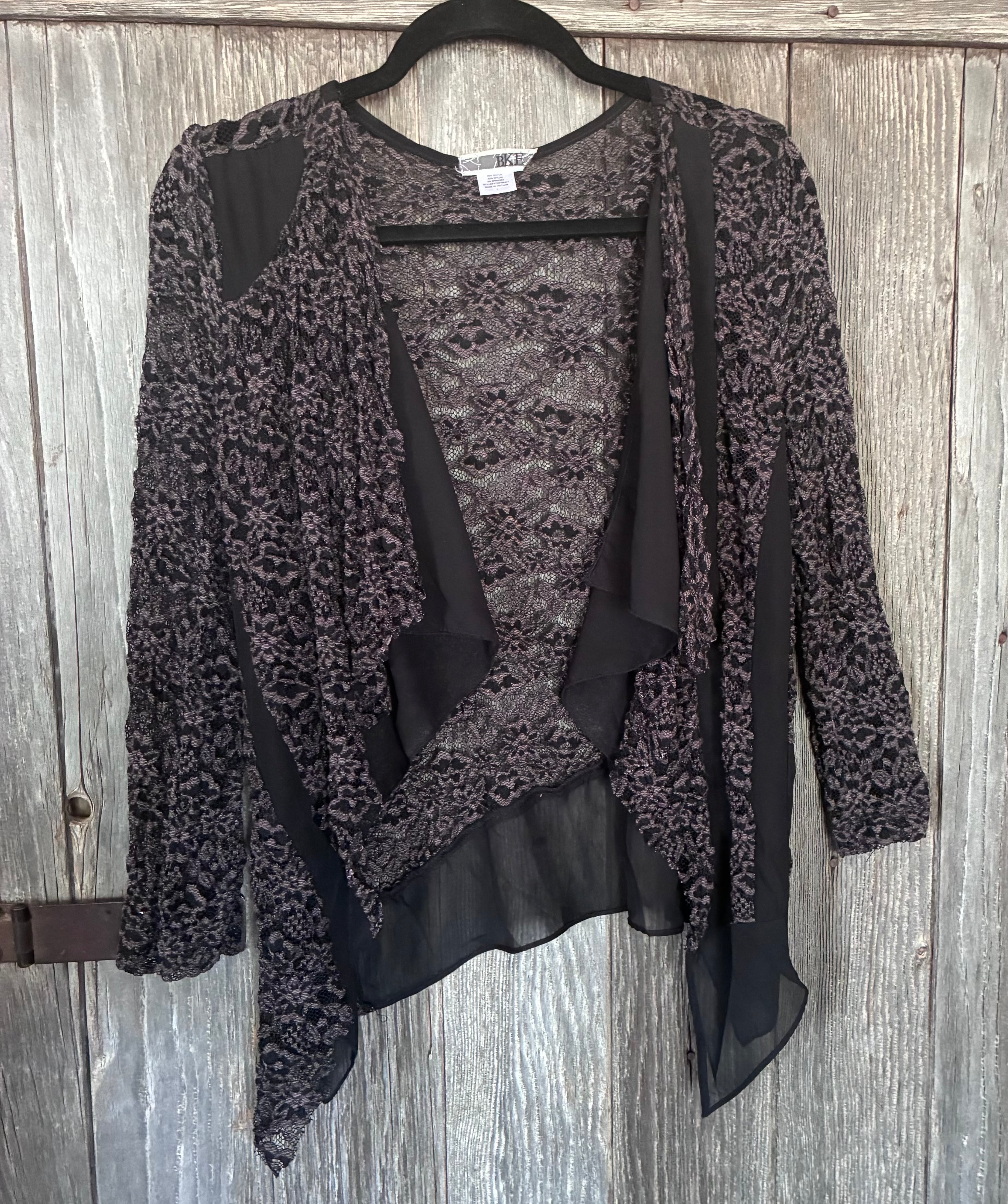 BKE Black & Silver Lace Cardigan – Si