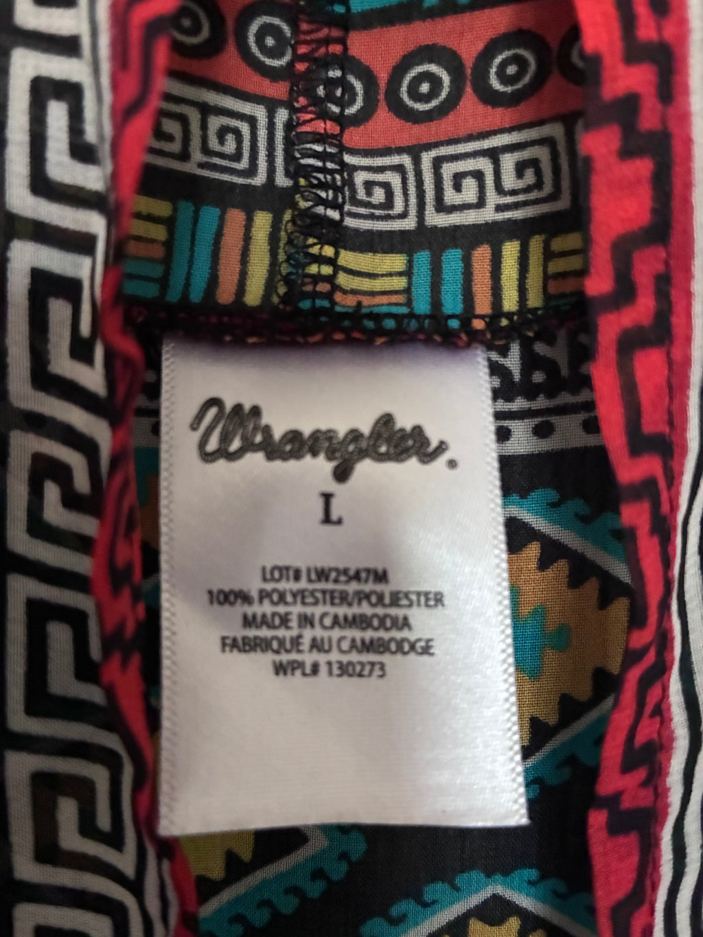 Wrangler Aztec Multicolored Fringe Vest-Size L