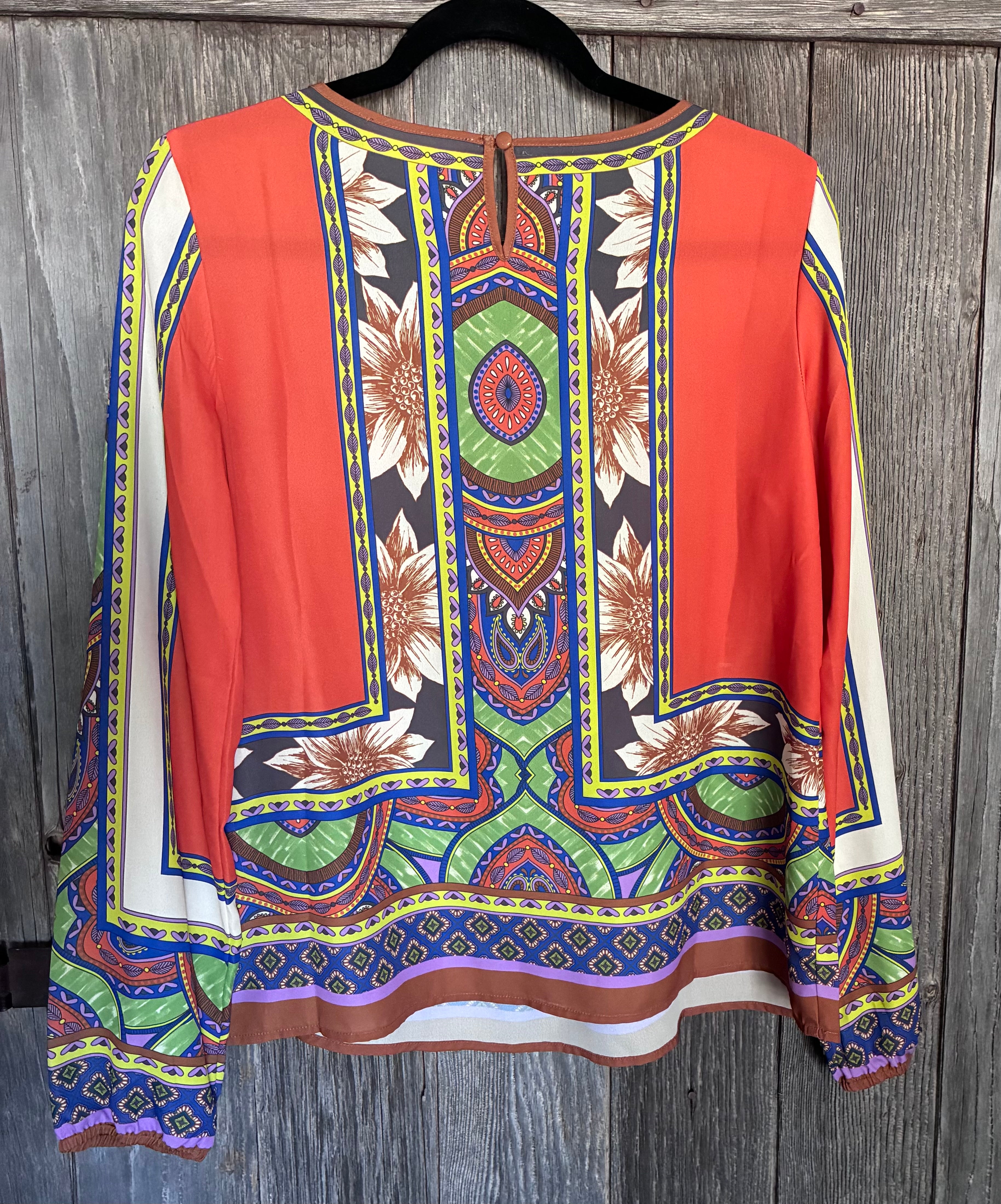 Peachpuff USA Tribal Print Lotus Boho Blouse