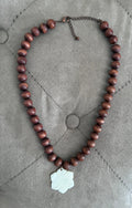 Wood Bead & Mother of Pearl Flower