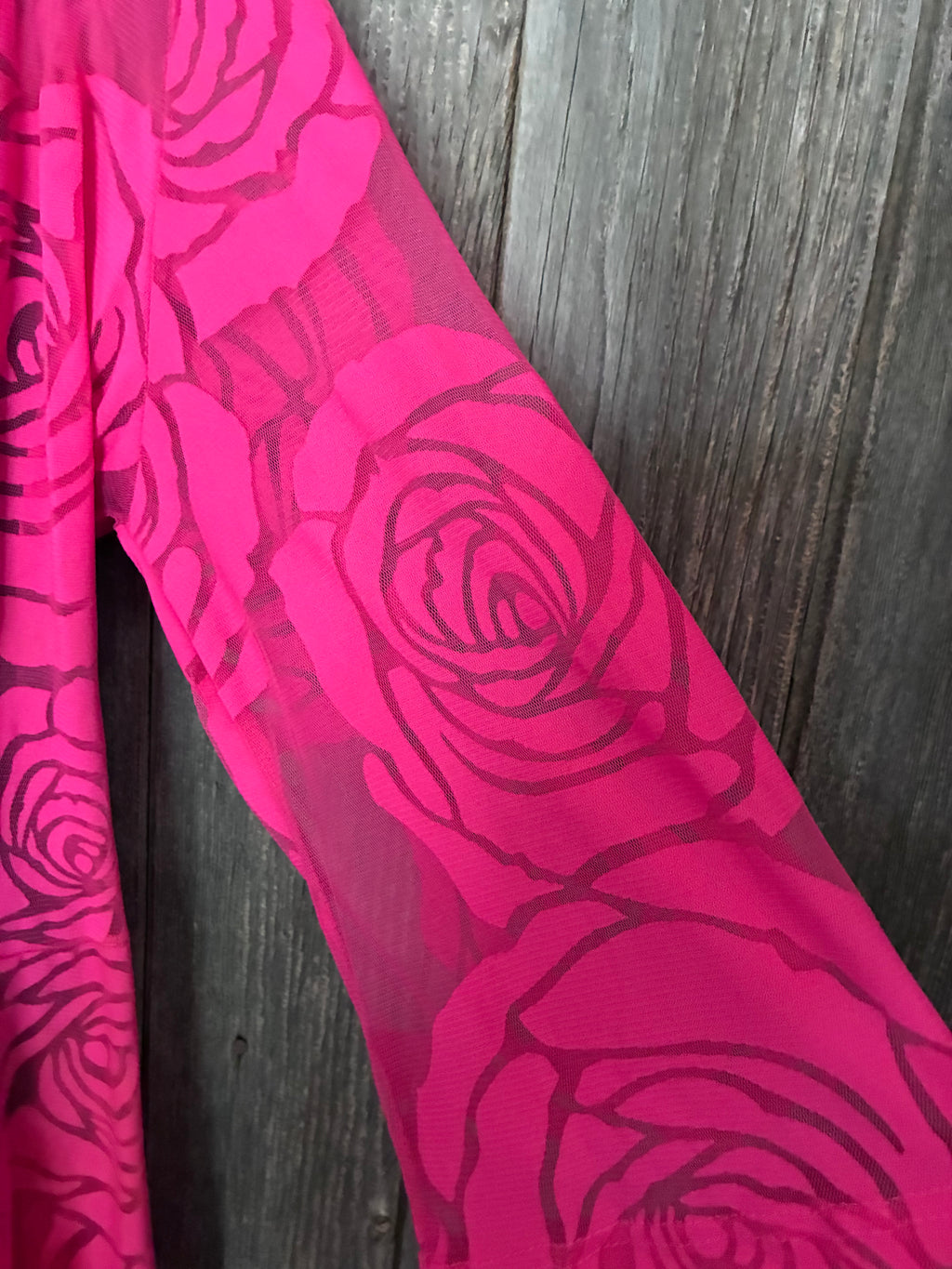 Magna Rose Print Kimono Cardigan – Hot Pink (10/12)