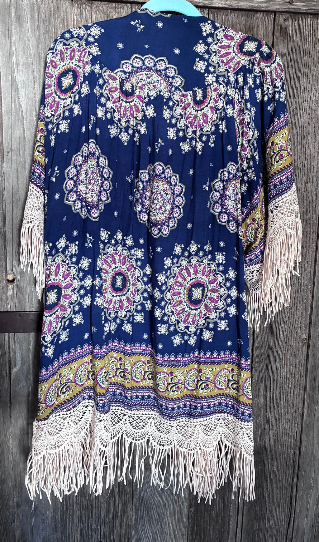 Umgee USA Boho Crochet Fringe Kimono Cardigan