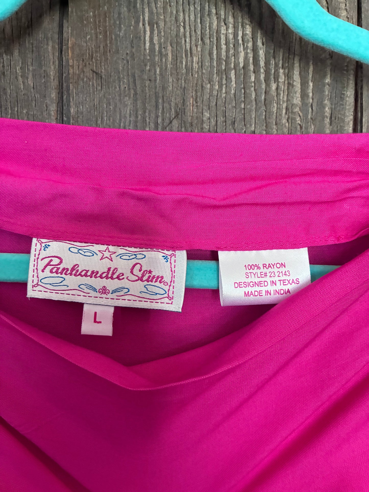 Hot Pink Panhandle Slim Boho Top – Embroidered Cutwork Sleeves