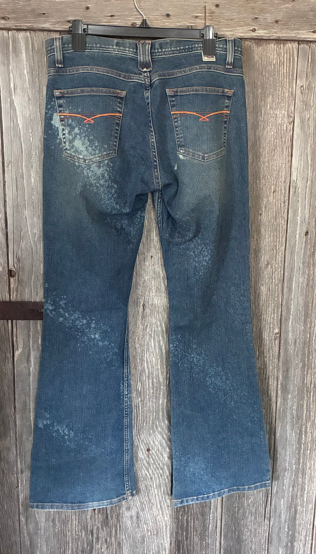 Cruel Girl Low Rise Bootcut Jeans – Bleach Splatter Rose Graphic – Size 11 Long