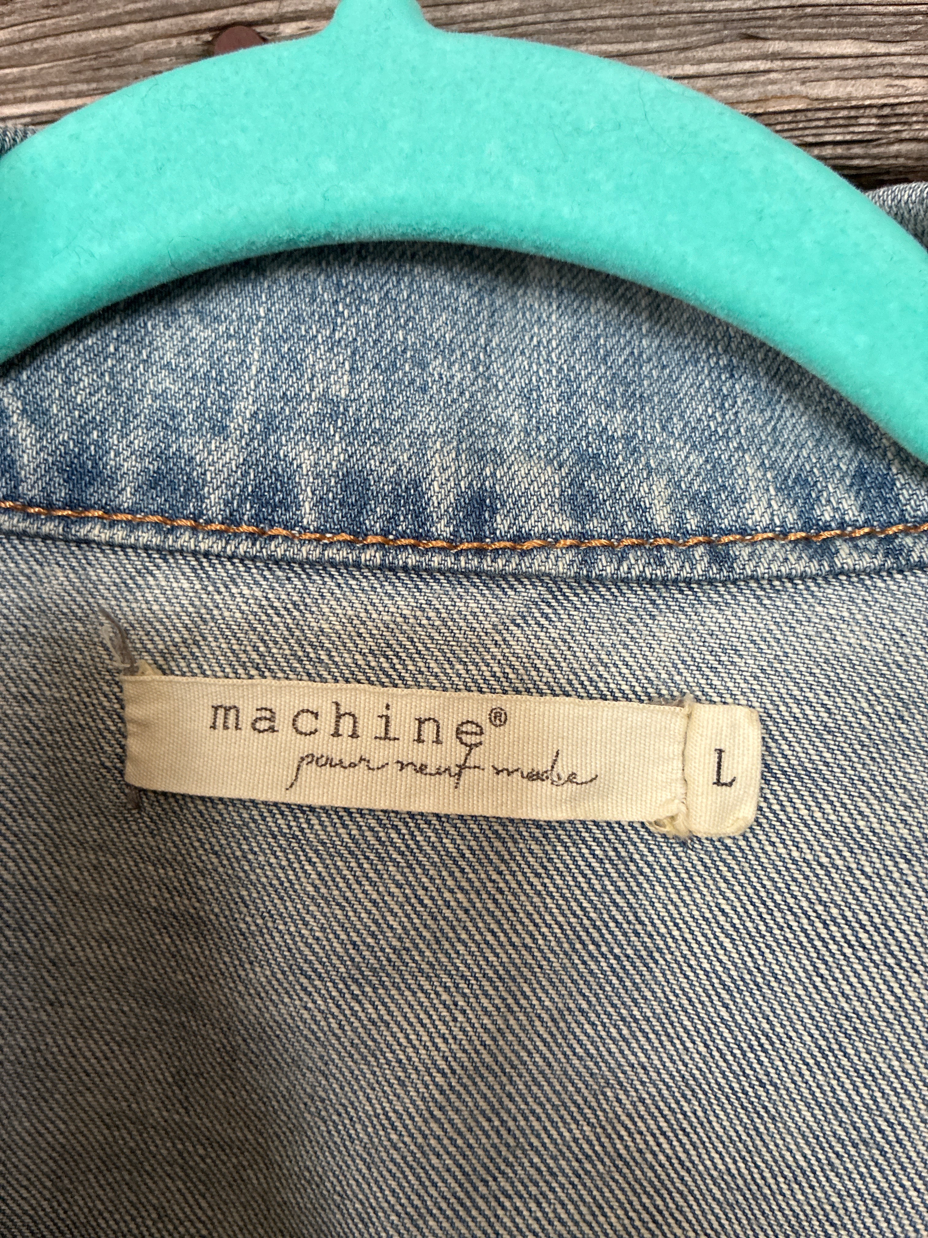 Machine Heavily Distressed Denim Jacket | Size L