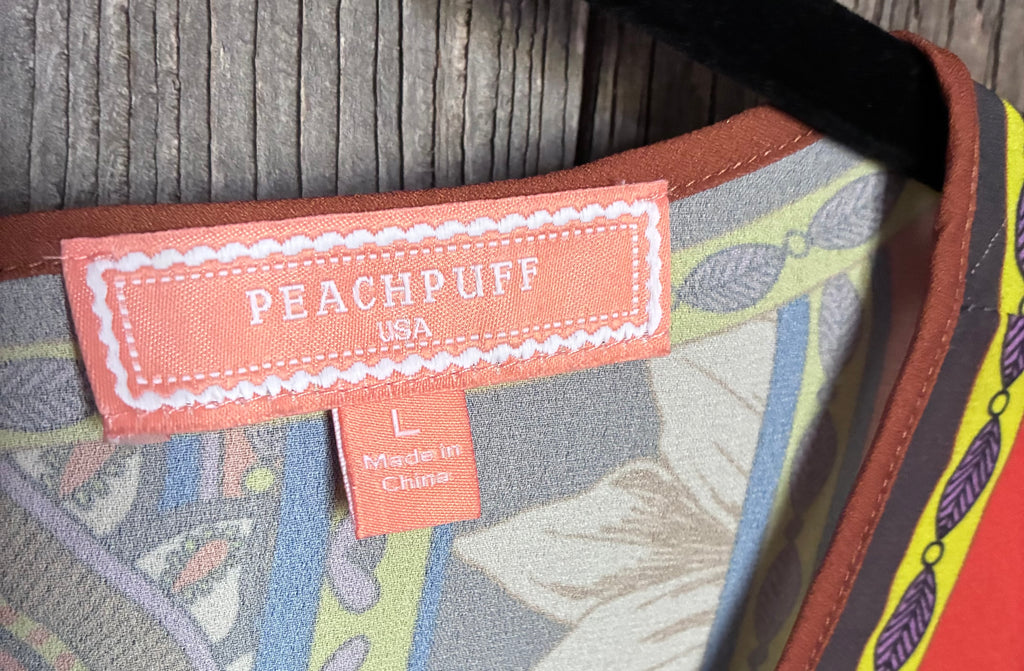 Peachpuff USA Tribal Print Lotus Boho Blouse