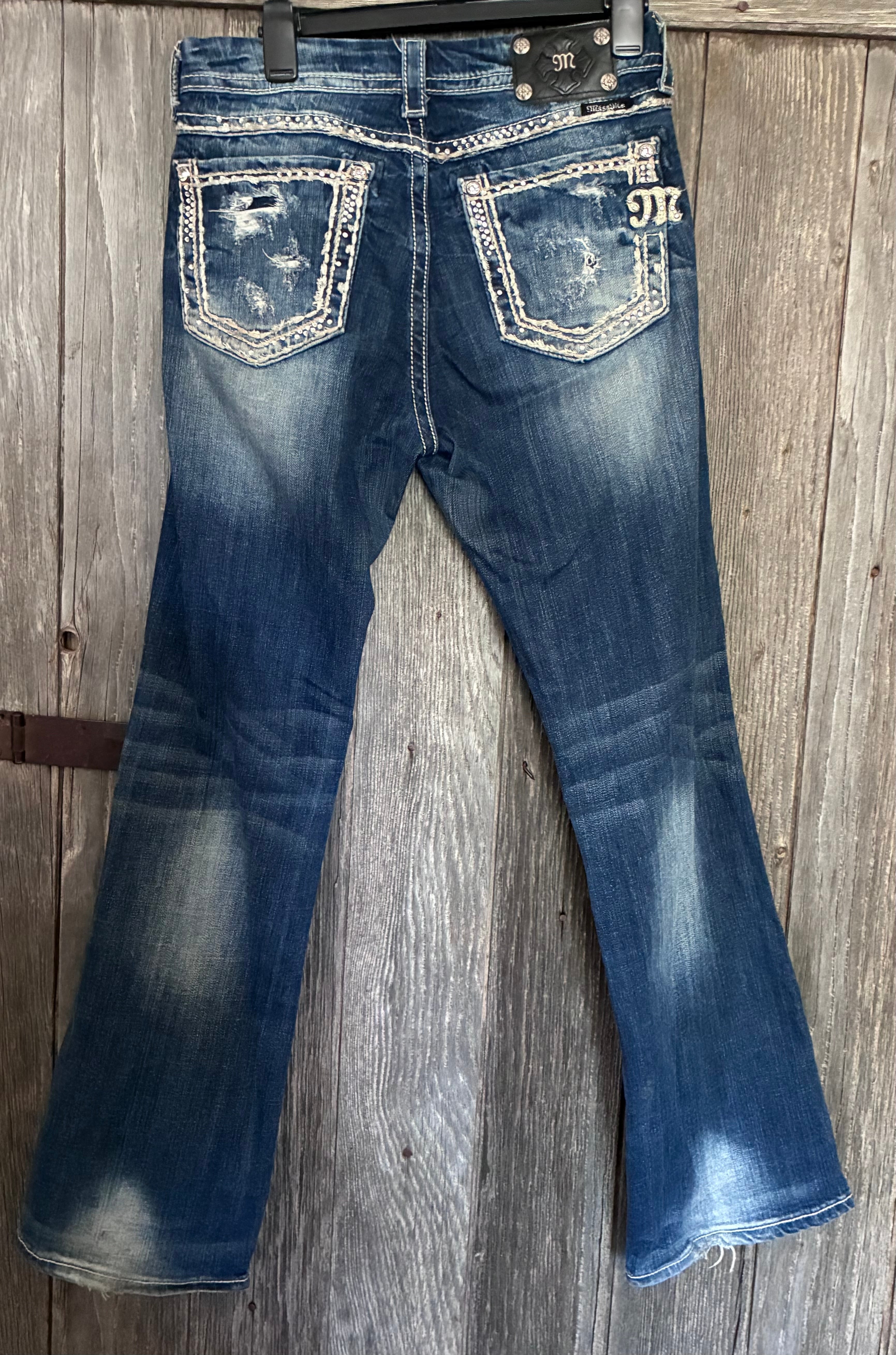 Miss Me Easy Boot Cut Jeans | Size 31x33 | Rhinestone & Studded Detail