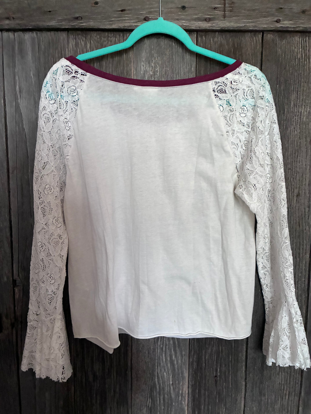 Country Road Lace Sleeve Top by White Crow-Size L