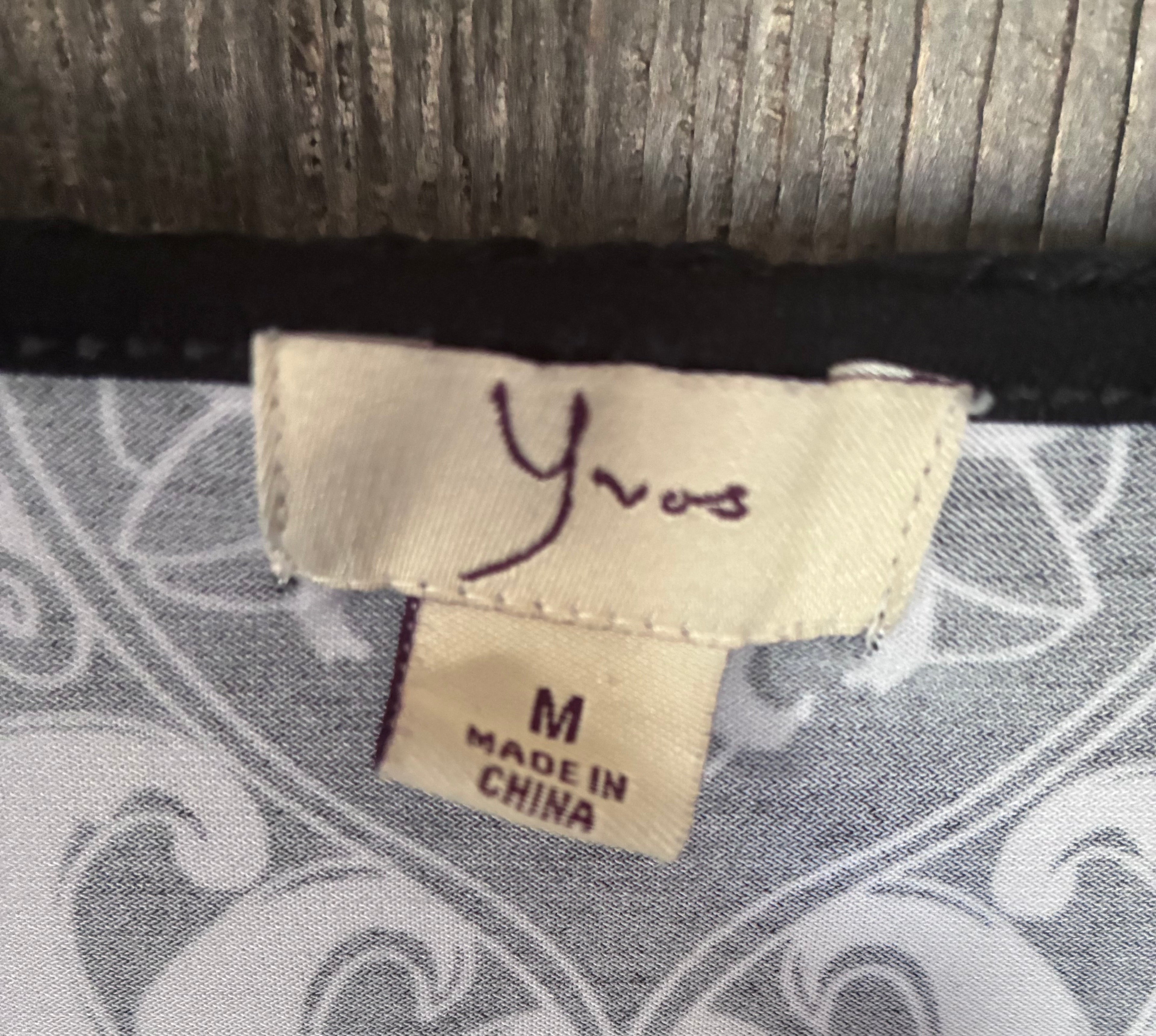 Yvos Black & White Baroque Print Top | Size M